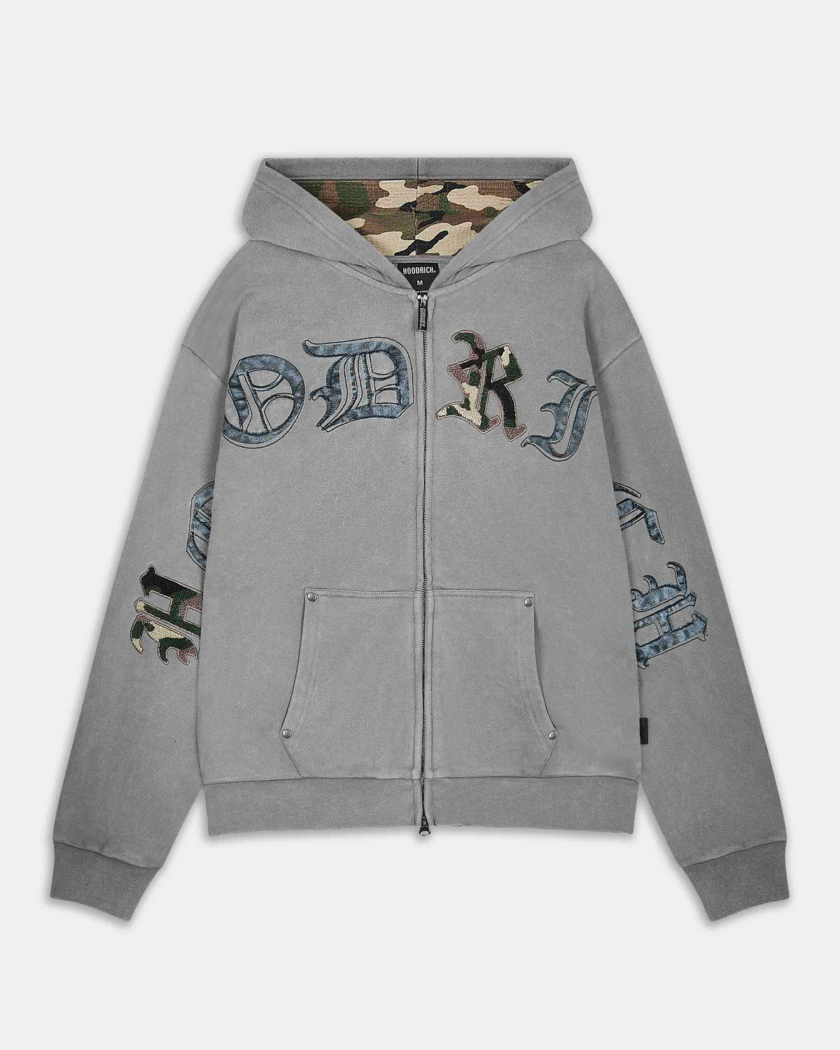 Inkfall Oversized Zip Hoodie - Grey/Black/Camo