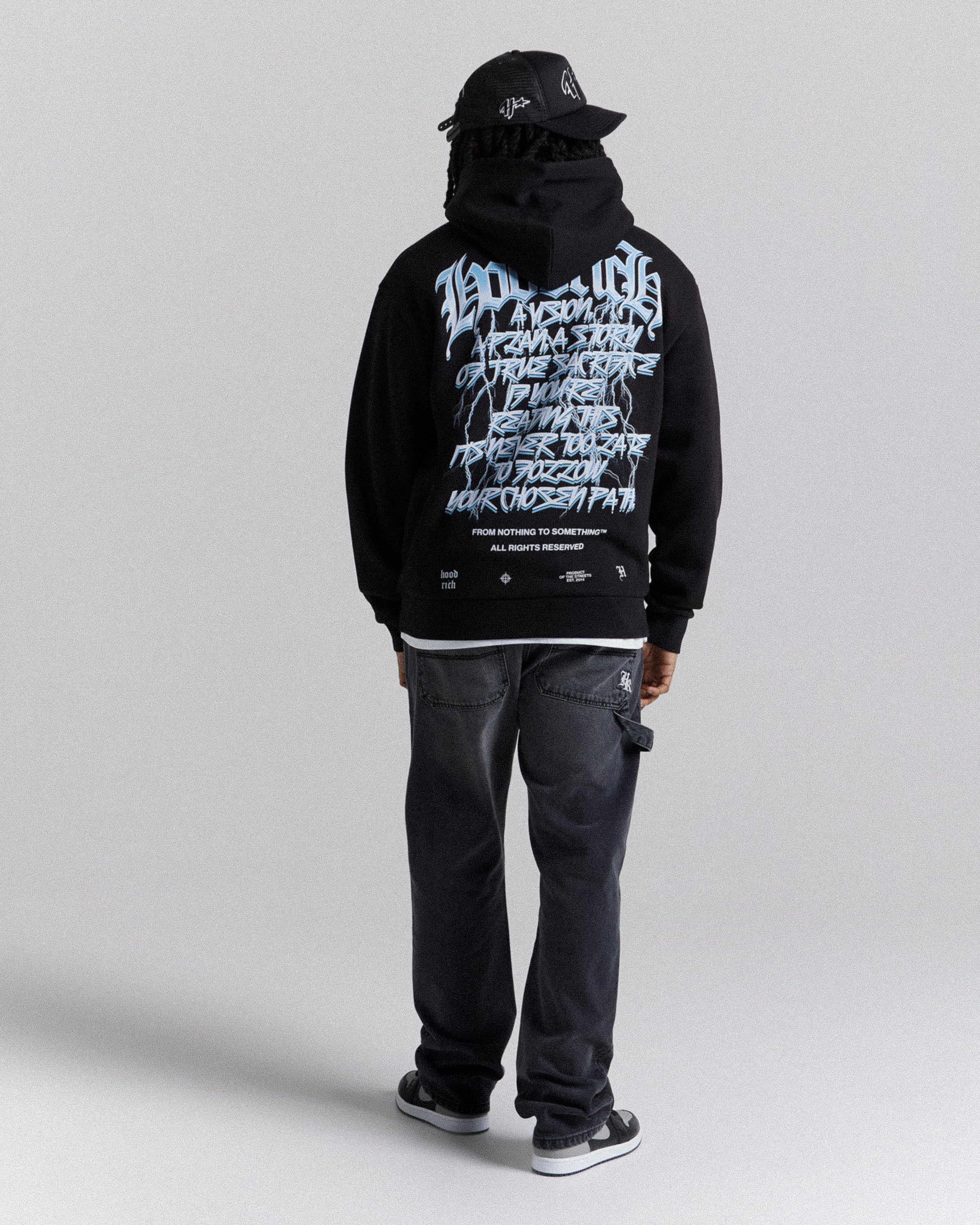 Tornado Oversized Hoodie - Black/White/Blue