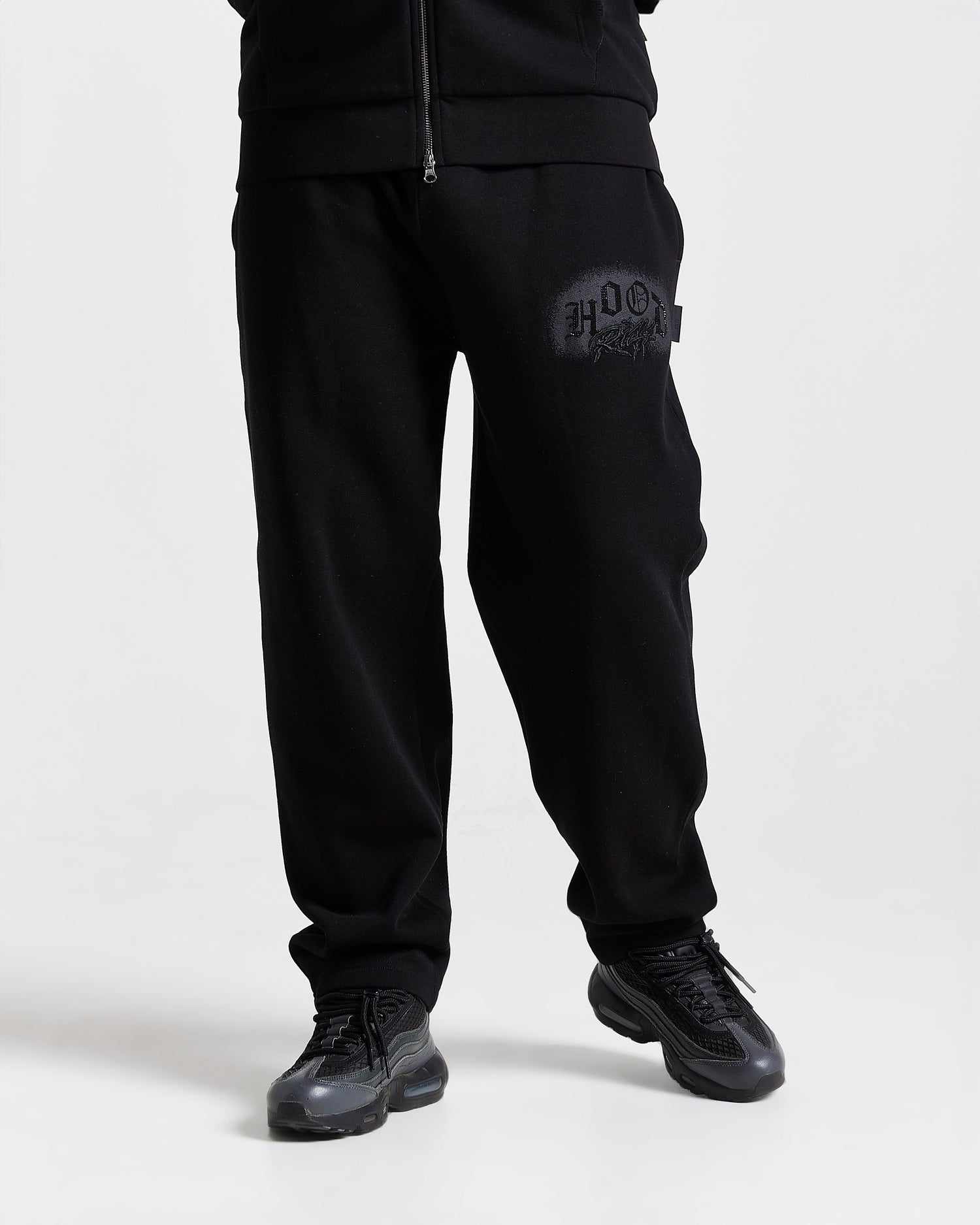 Iron Oversized Joggers - Black/Rhinestones