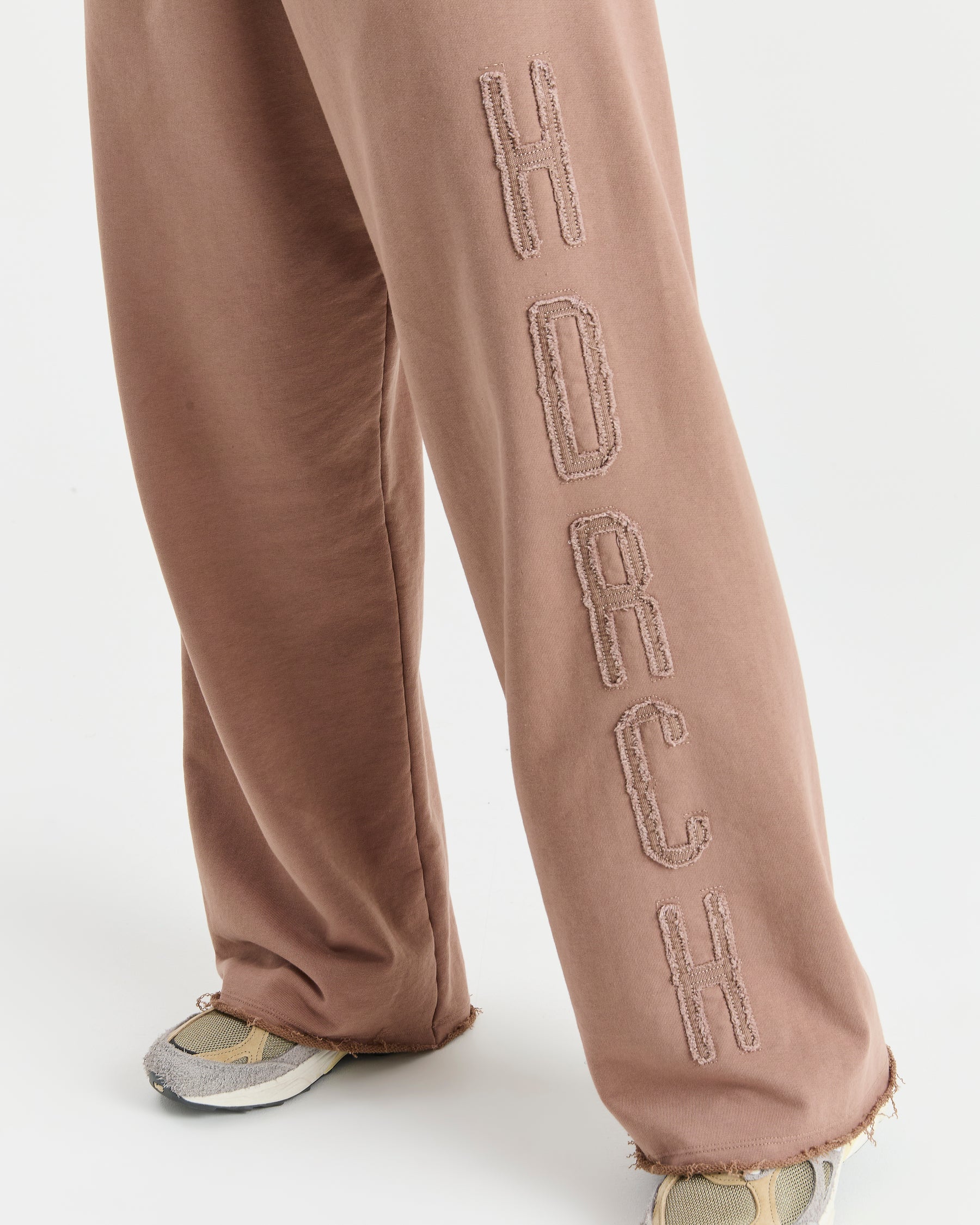 Detach Cropped Open Hem Joggers - Brown