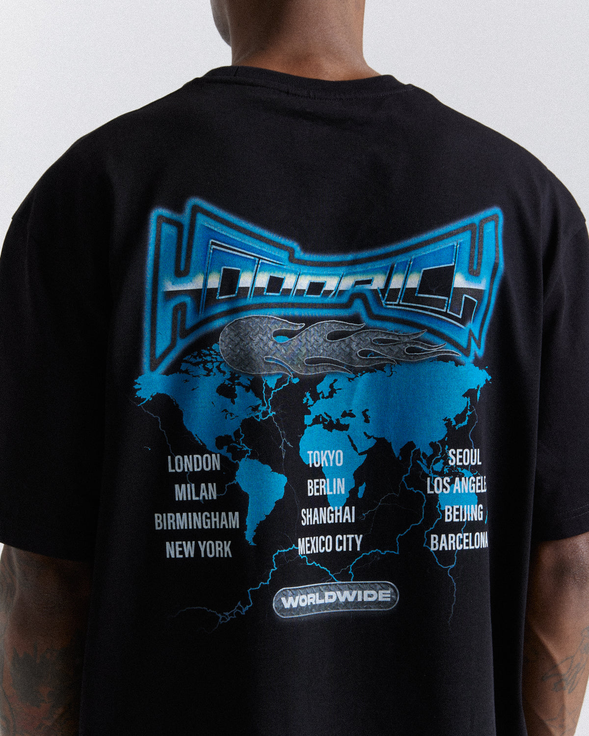 Worldwide Oversized T-Shirt - Black/White/Blue