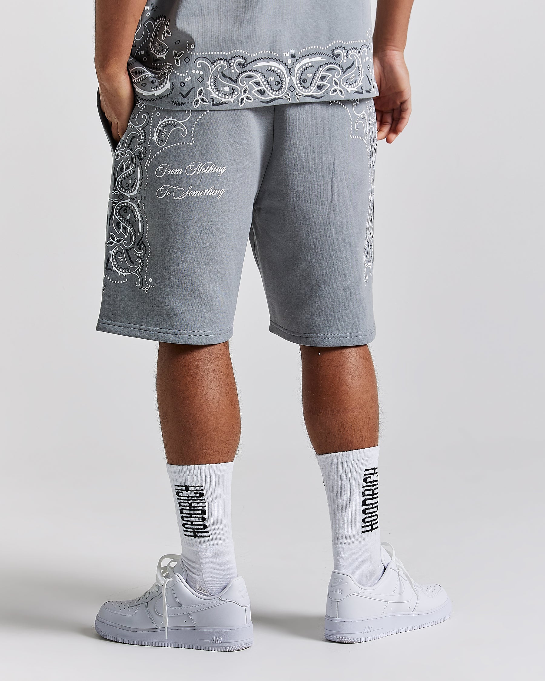 Motif Oversized Shorts - Grey/White