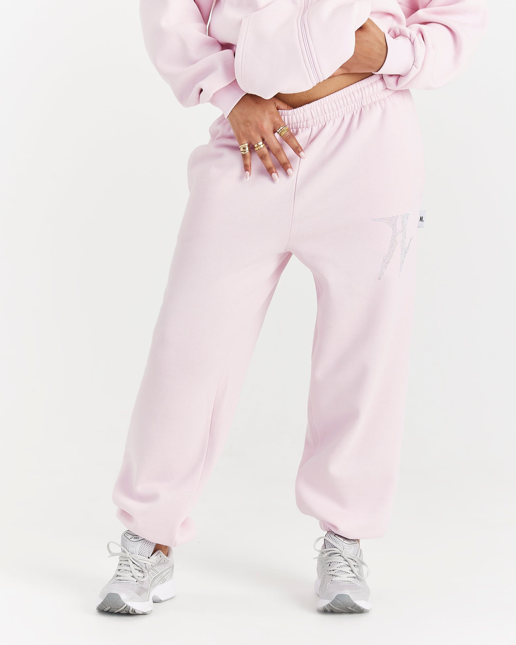 Lustre Oversized Joggers - Pink/Rhinestone