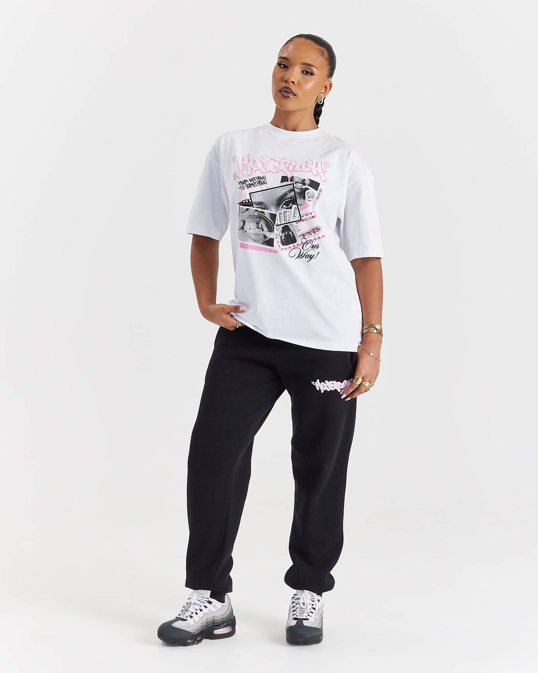Fray Oversized T-Shirt - White/Pink