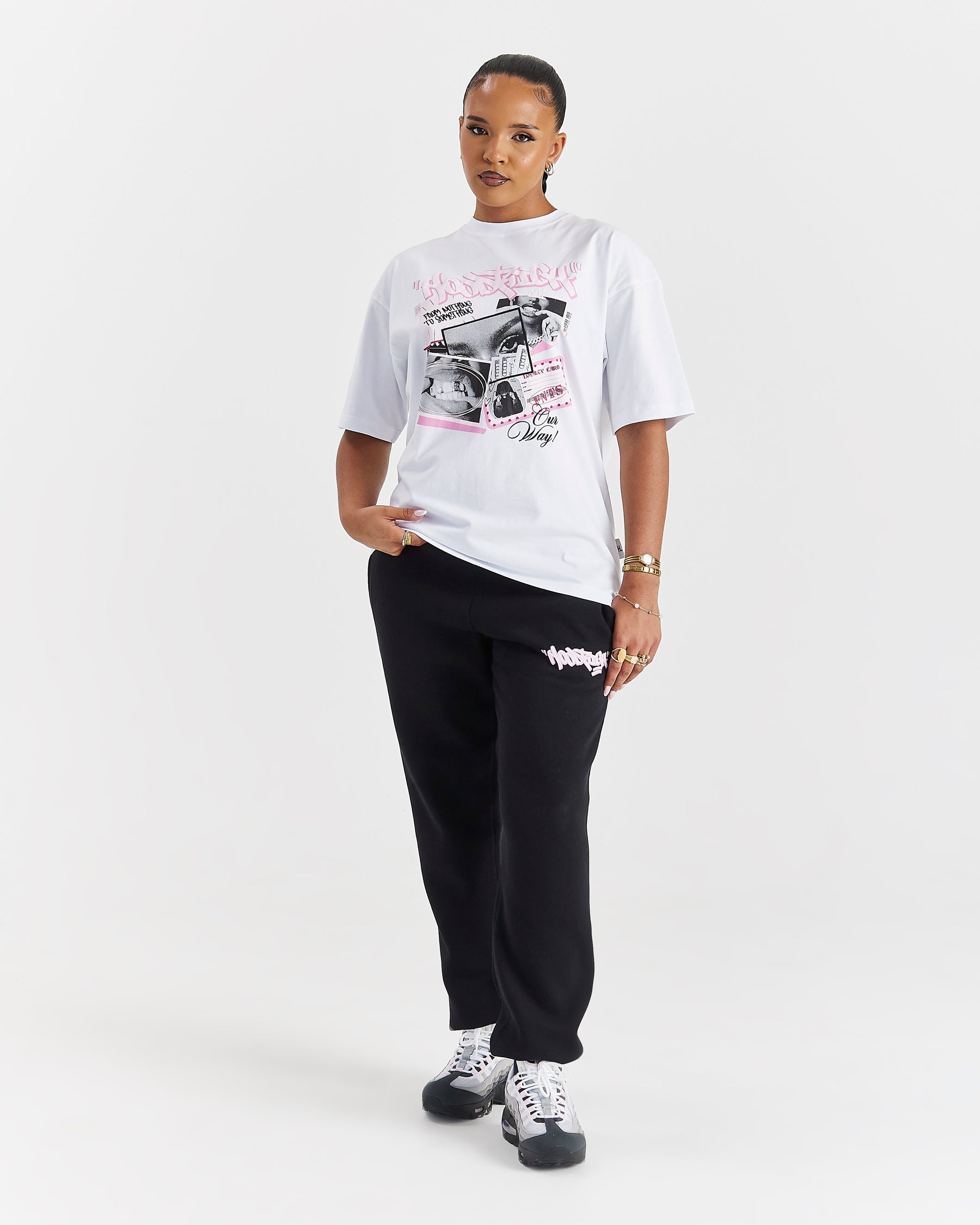 Fray Oversized T-Shirt - White/Pink