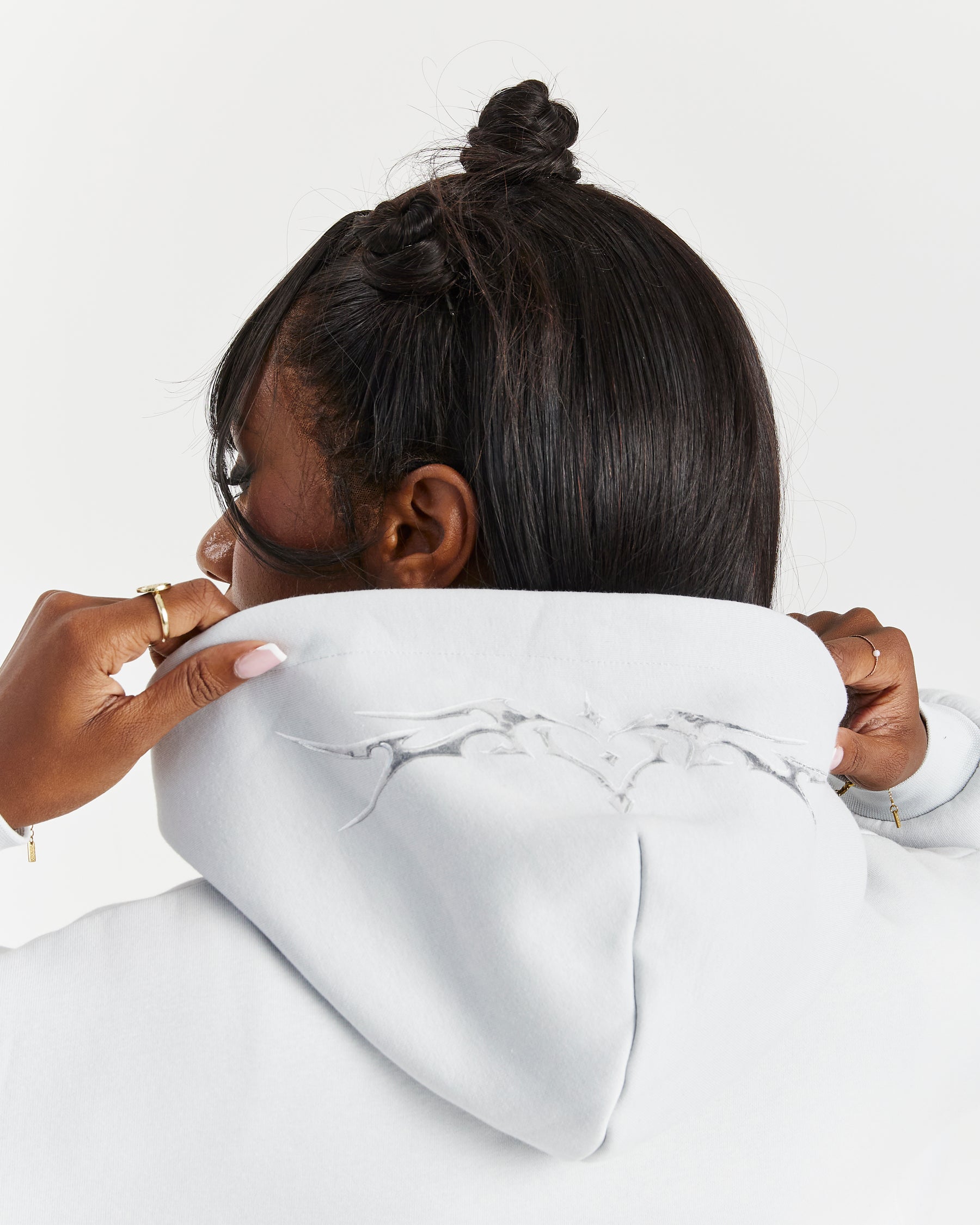 Spark Boxy Zip Hoodie - Off White/Silver