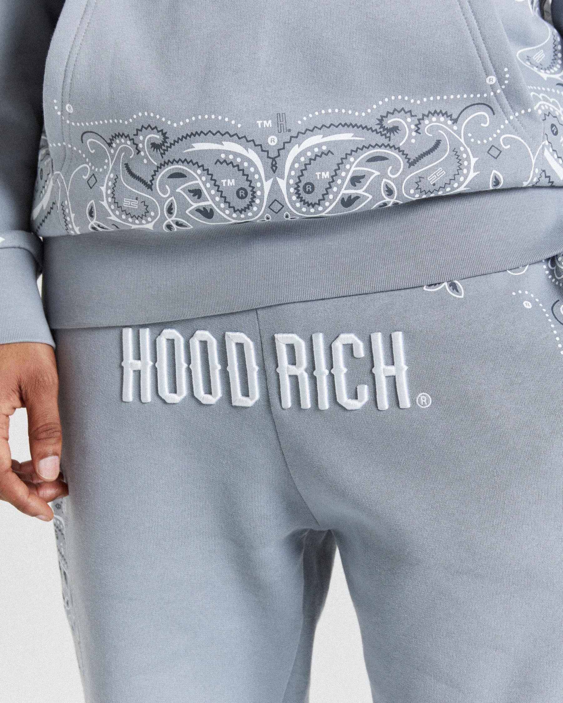 Motif Joggers - Grey/White