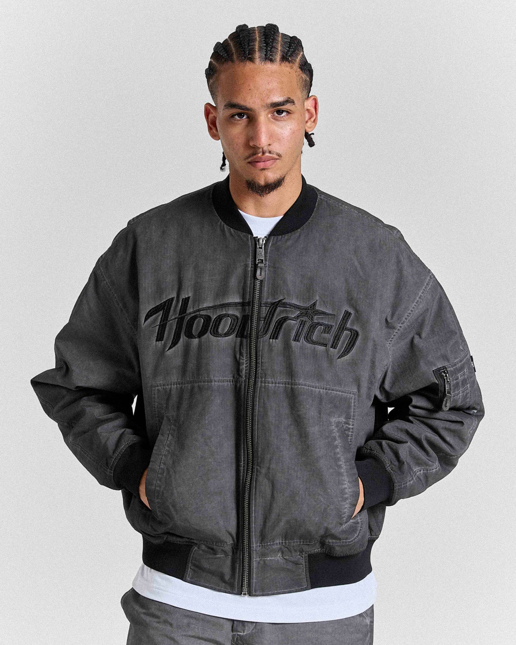 Cast Ripstop Varsity Jacket - Washed Black