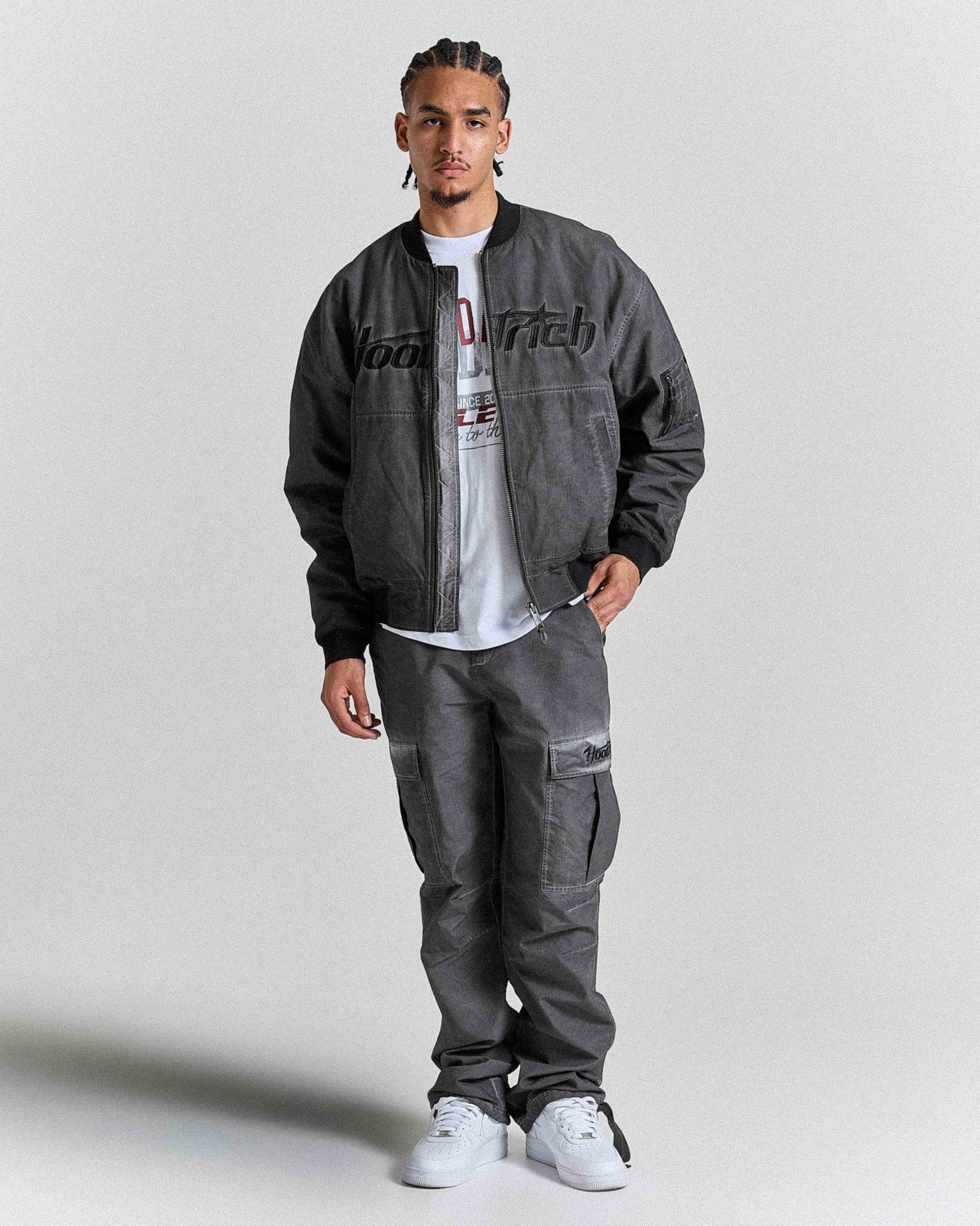 Cast Ripstop Varsity Jacket - Washed Black