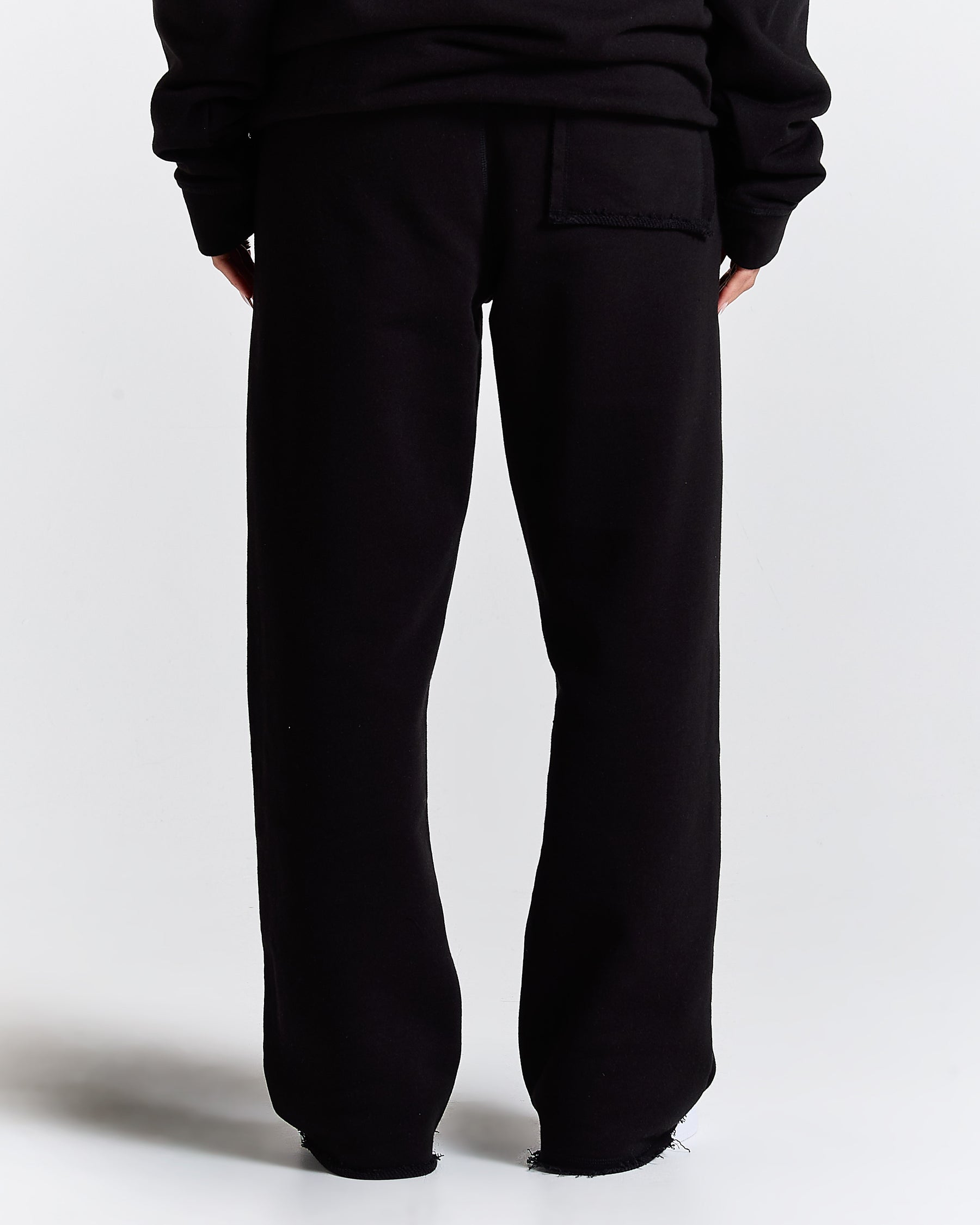Fray Wide Leg Jogger - Black