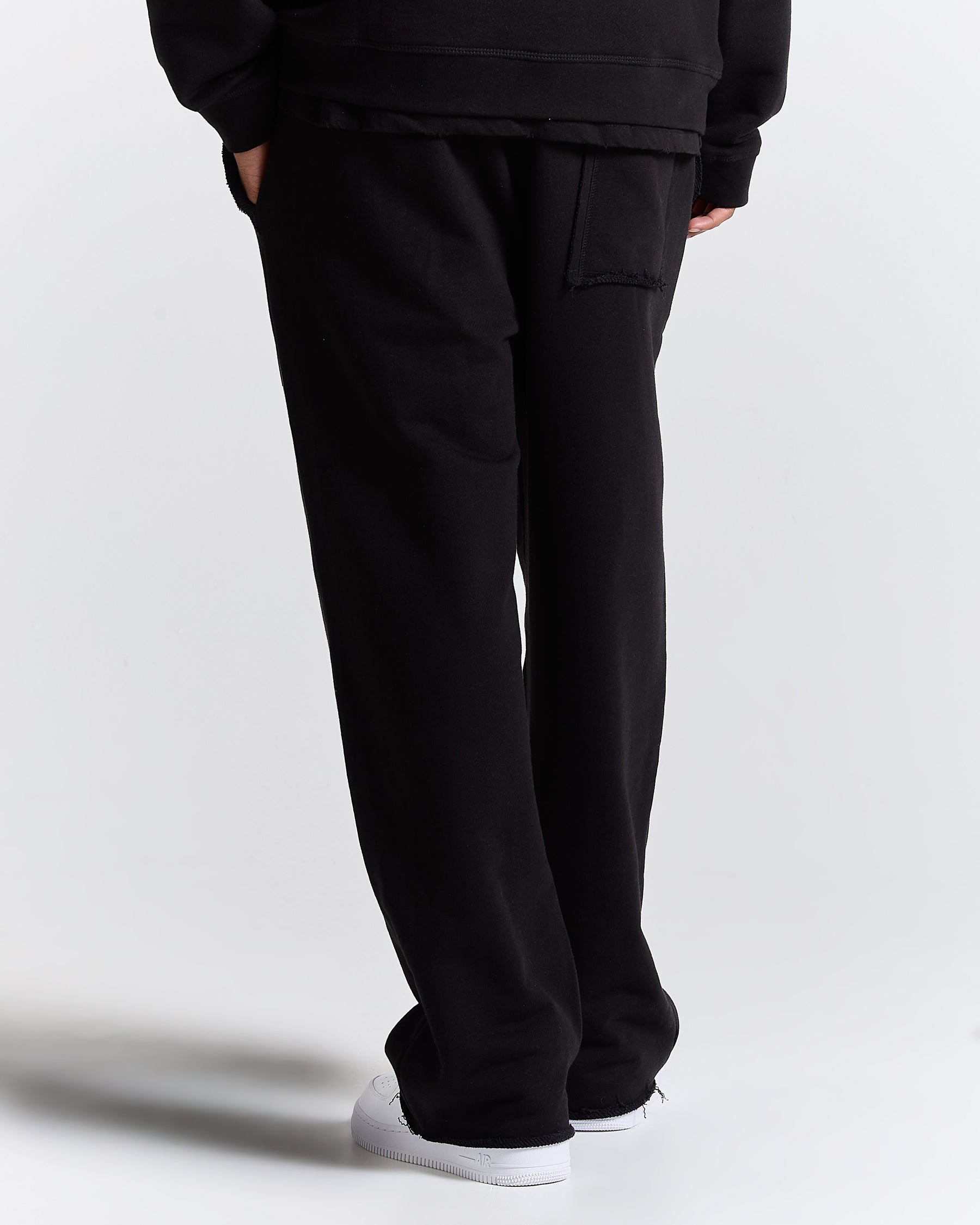Fray Wide Leg Jogger - Black