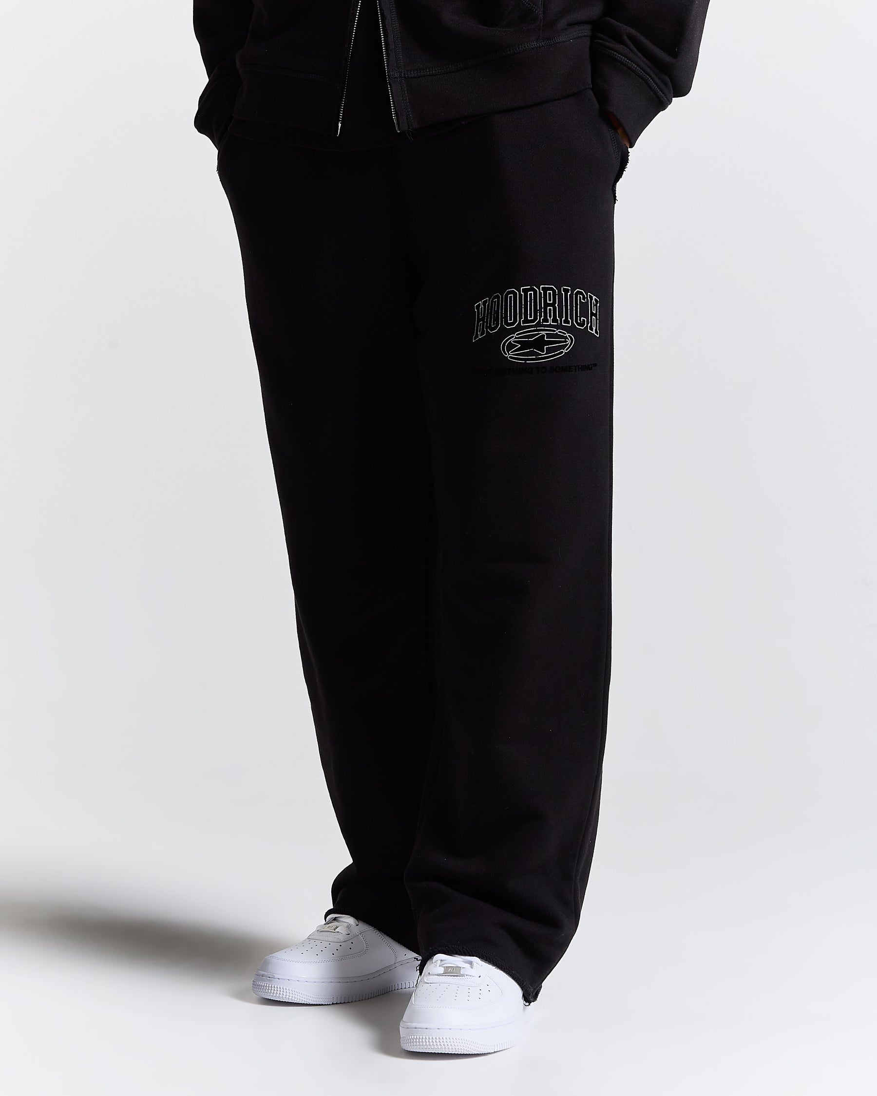 Fray Wide Leg Jogger - Black