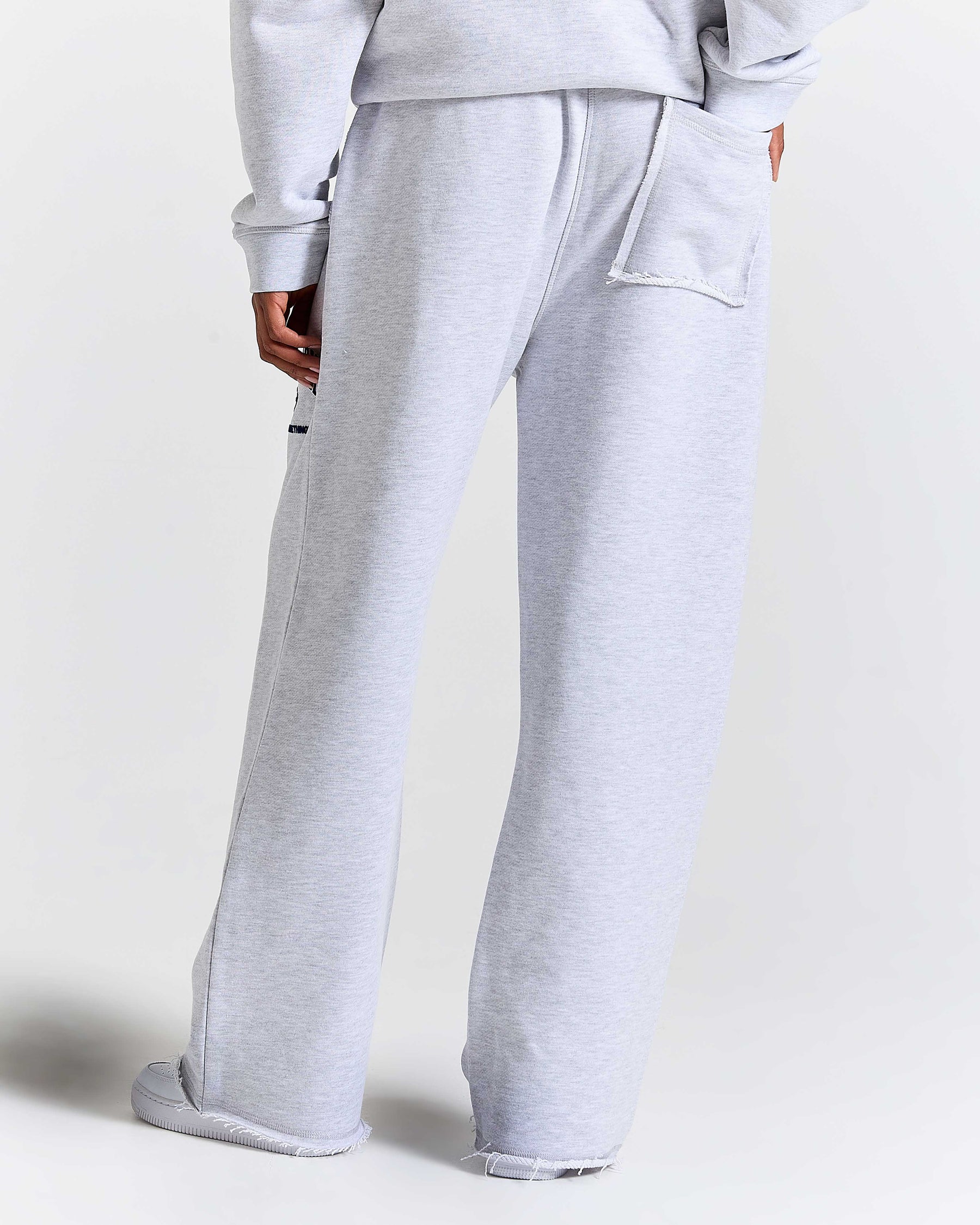 Fray Wide Leg Jogger - Grey Marl