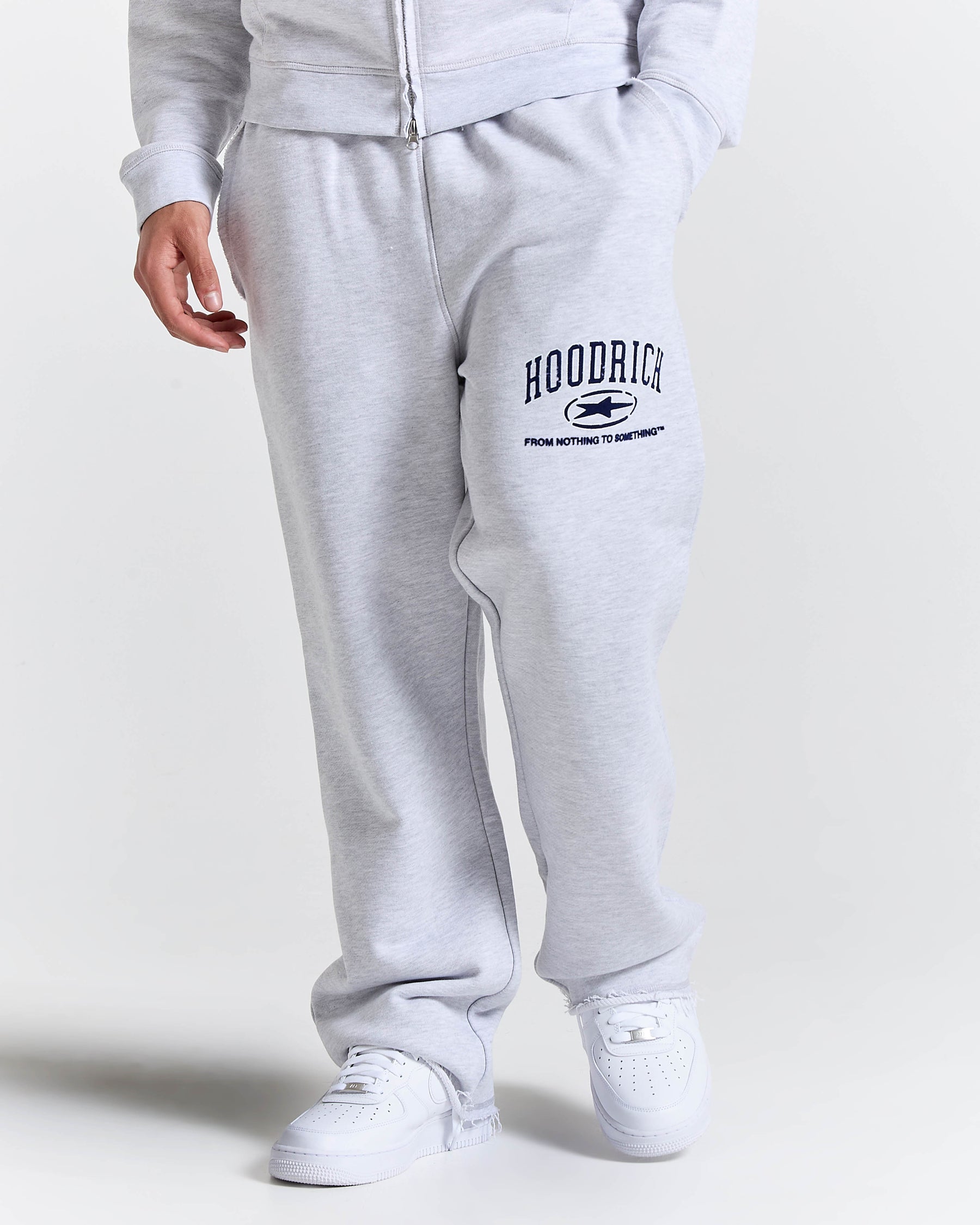 Fray Wide Leg Jogger - Grey Marl