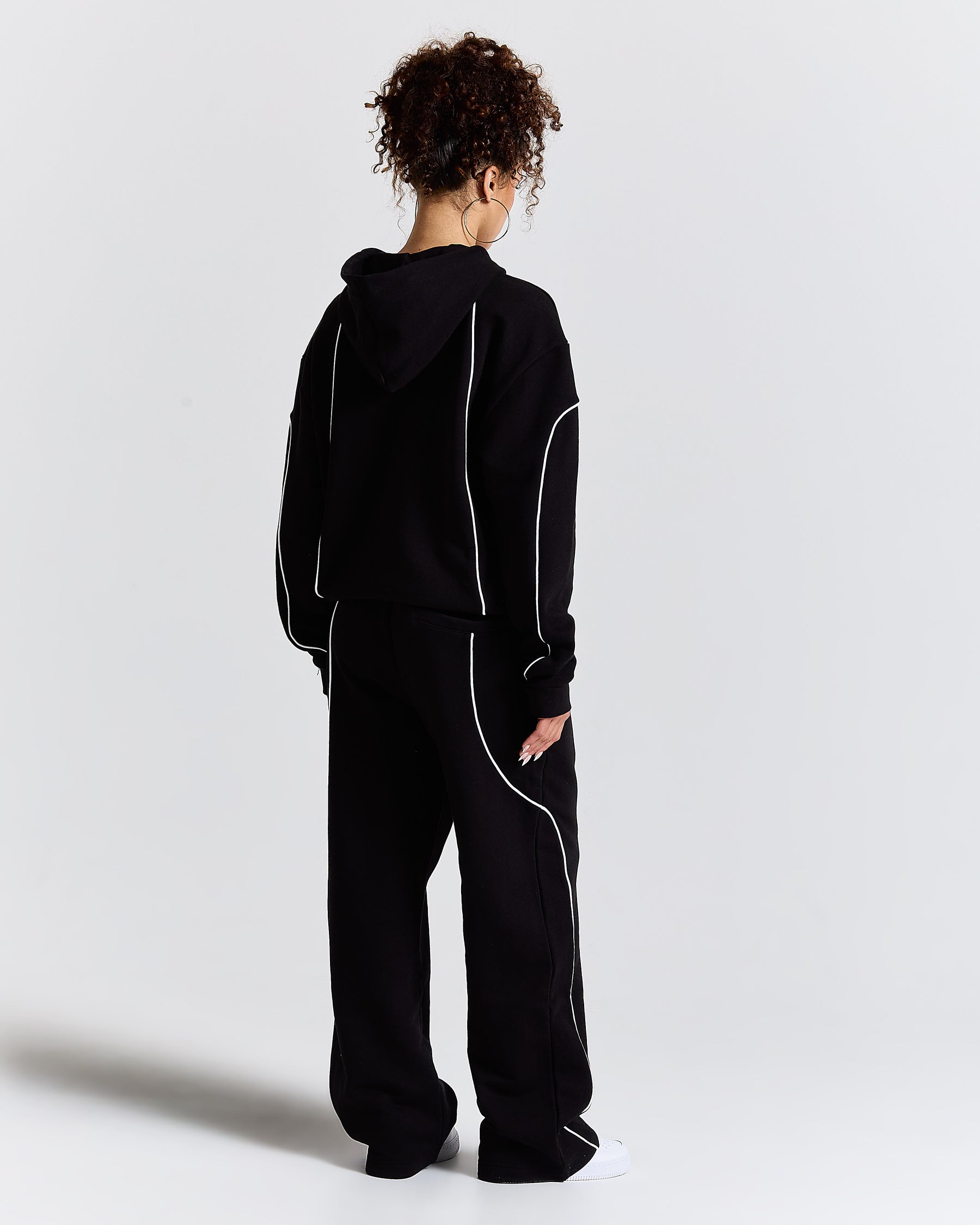Trace Zip Relaxed Fit Hoodie - Black