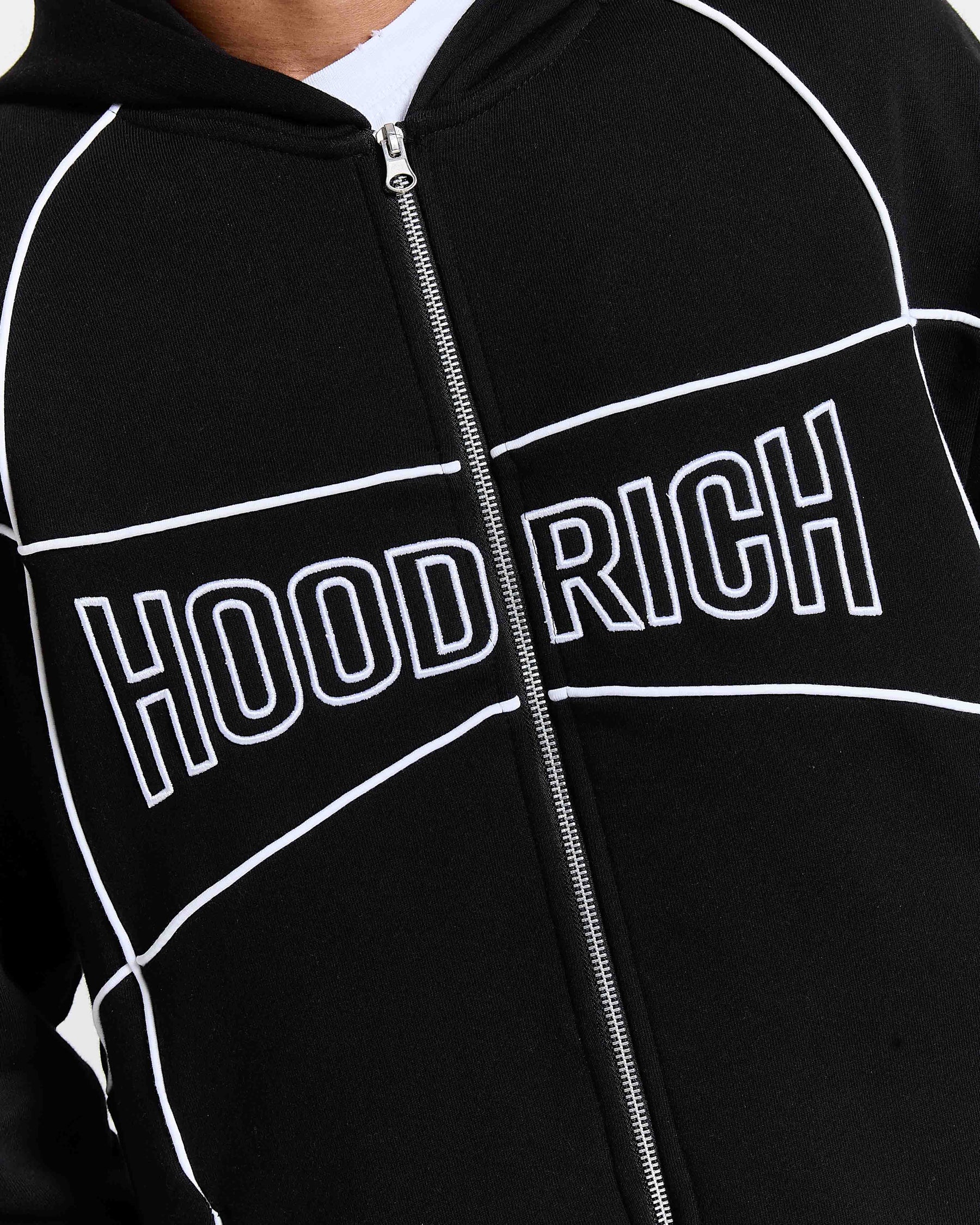 Trace Zip Relaxed Fit Hoodie - Black