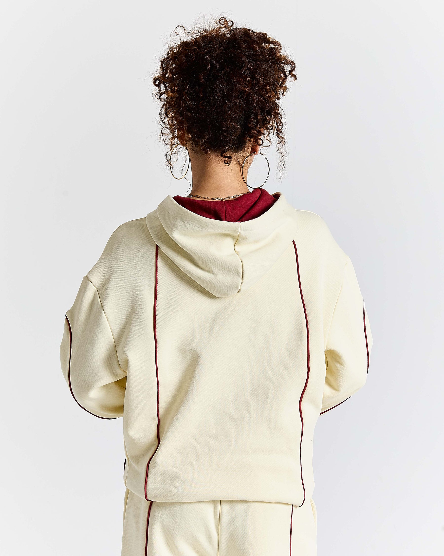 Trace Zip Relaxed Fit Hoodie - Ivory