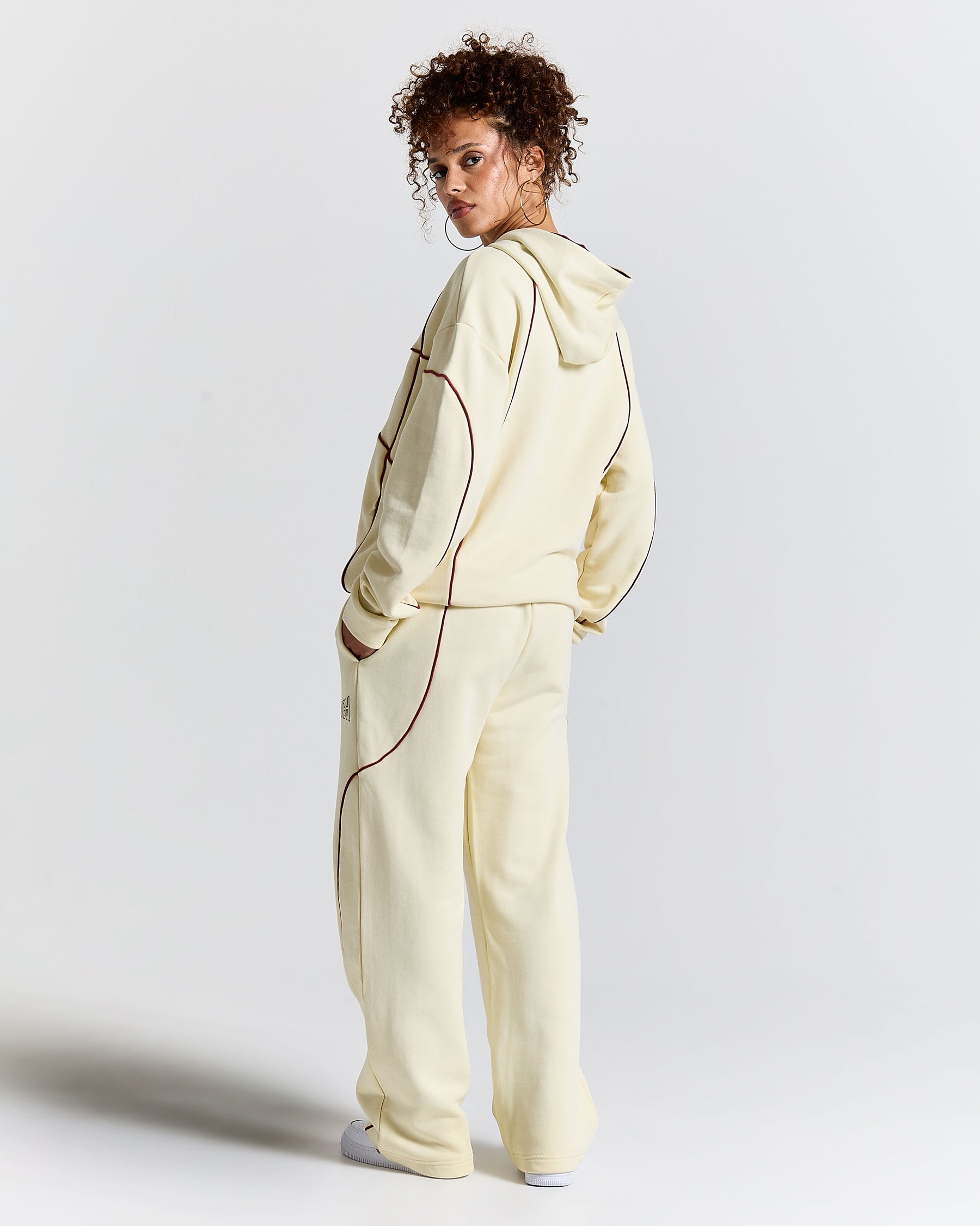 Trace Zip Relaxed Fit Hoodie - Ivory