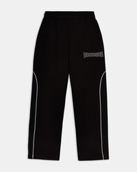 Oversized black joggers with white piping detail and Hoodrich logo embroidery.