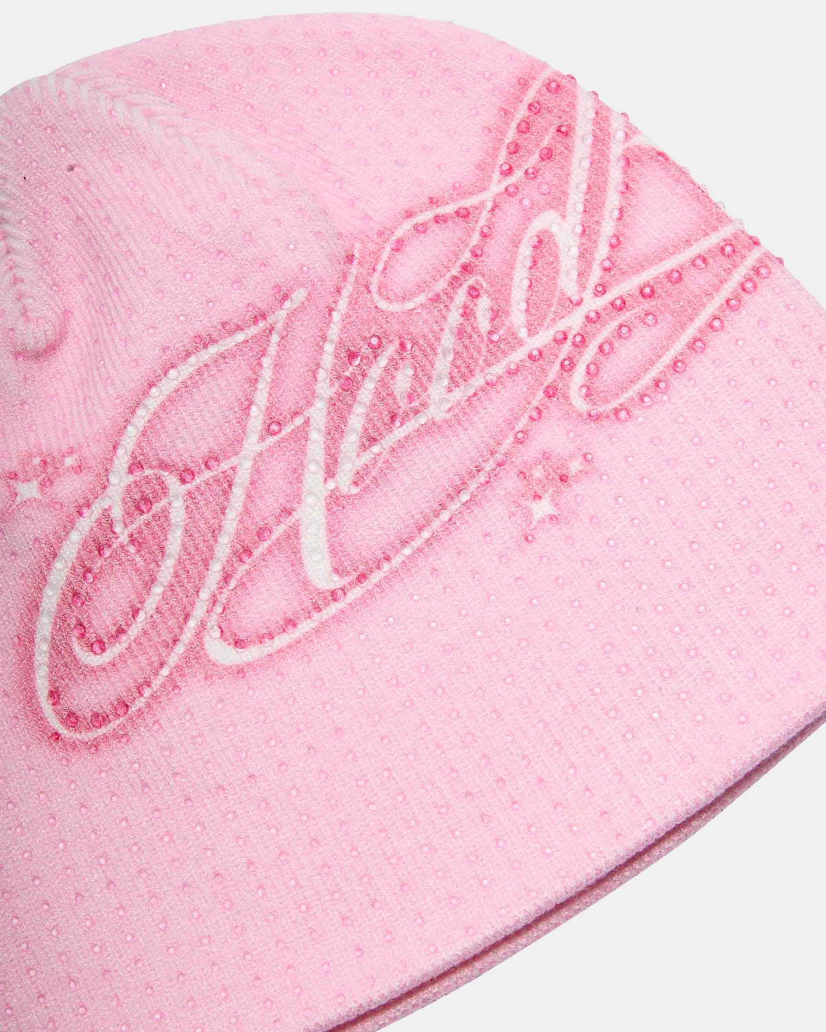 Gleam Knitted Fitted Beanie - Pink/White