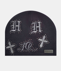 Scar Knitted Fitted Beanie - Grey