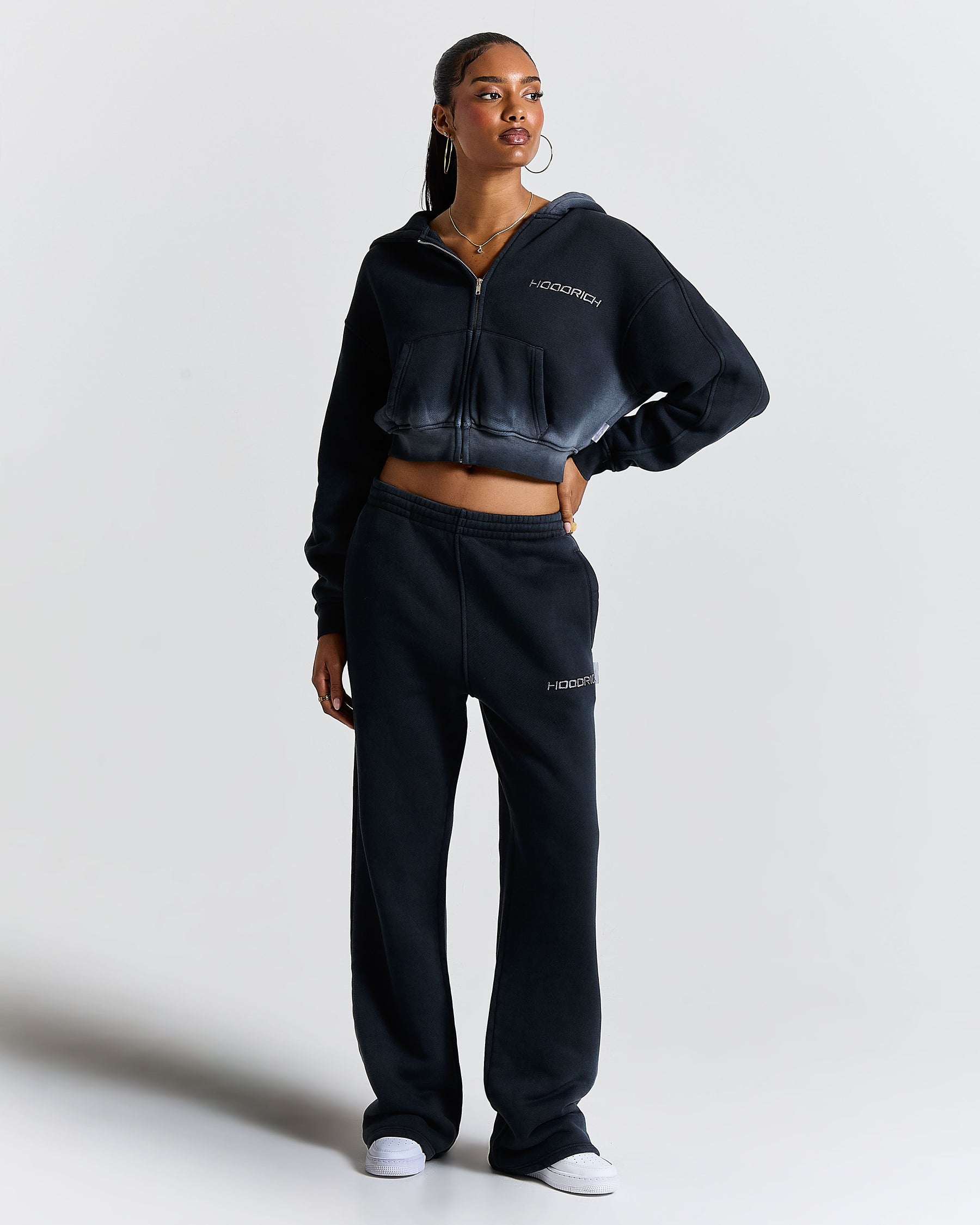 Women's Ghost Boxy Fit Zip Hoodie - Black