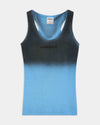 Black and blue ombre fitted racer vest with small Hoodrich logo on chest.