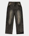 Wide-leg jeans in a rust-colored wash featuring a classic five-pocket design and button fly closure.