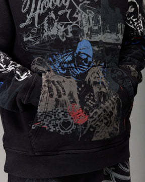 The Winner's Circle Oversized Hoodie - Black Wash