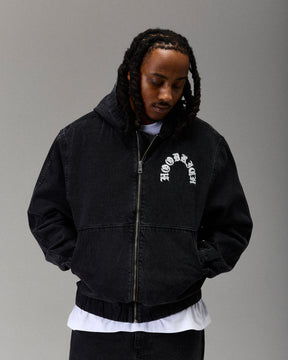 The Winner's Circle Denim Hooded Jacket - Black/White
