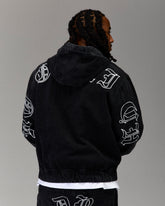 The Winner's Circle Denim Hooded Jacket - Black/White