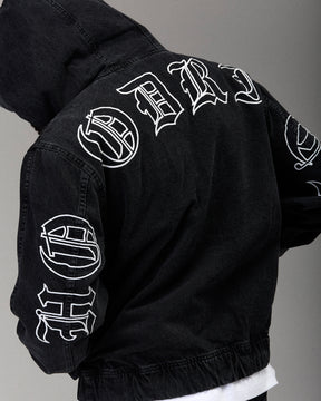 The Winner's Circle Denim Hooded Jacket - Black/White