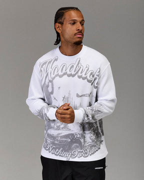 The Winner's Circle Oversized Long Sleeve T-Shirt - White/Grey
