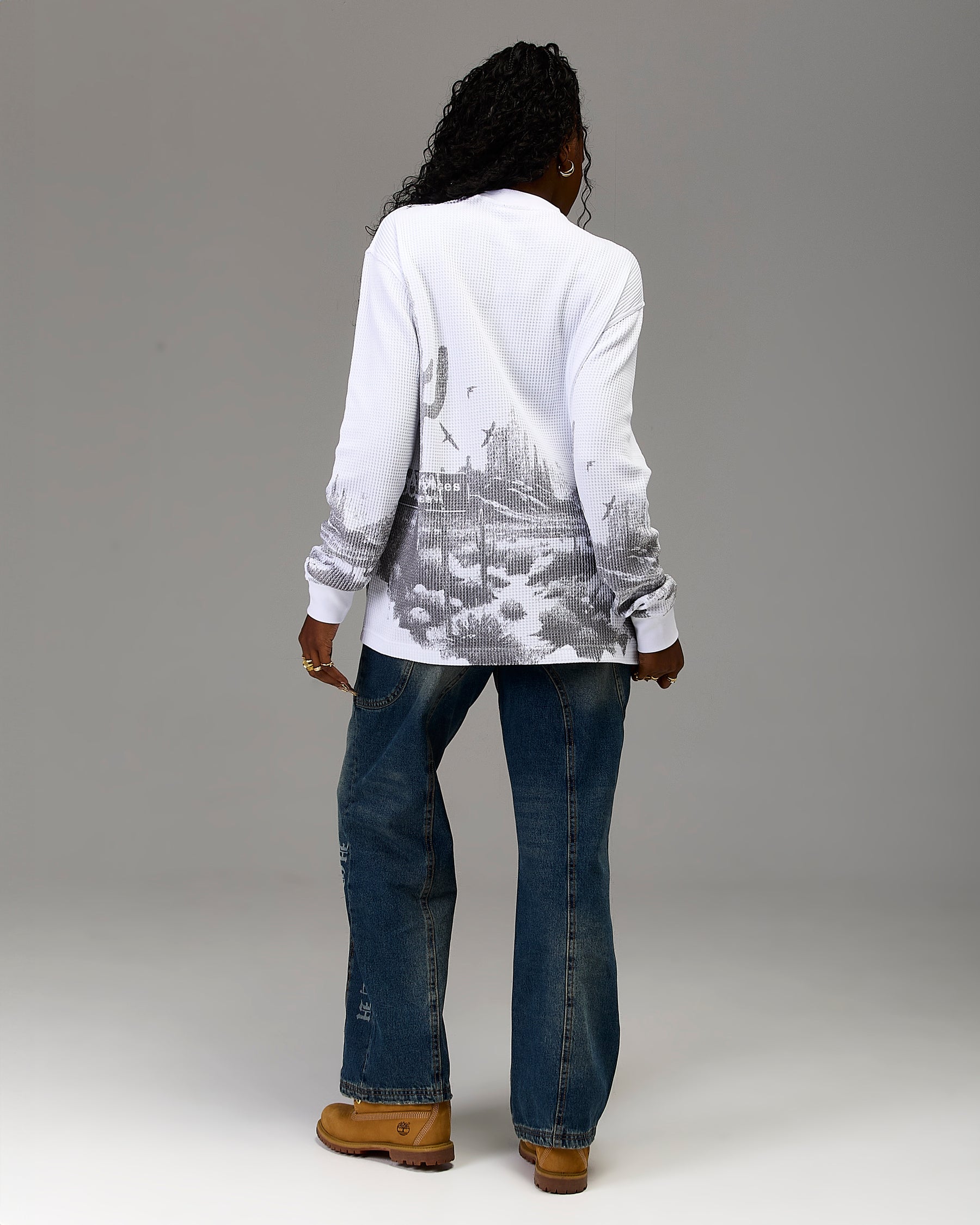 The Winner's Circle Oversized Long Sleeve T-Shirt - White/Grey