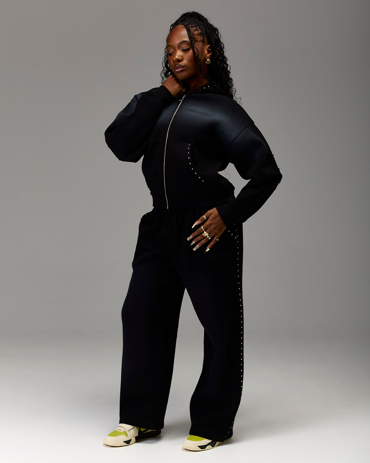 The Winner's Circle Aspen Wide Leg Joggers - Black
