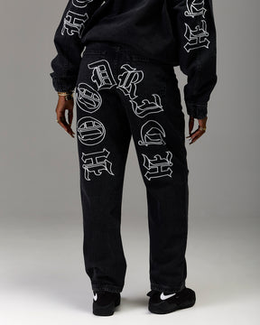 The Winner's Circle Denim Trousers - Black/White