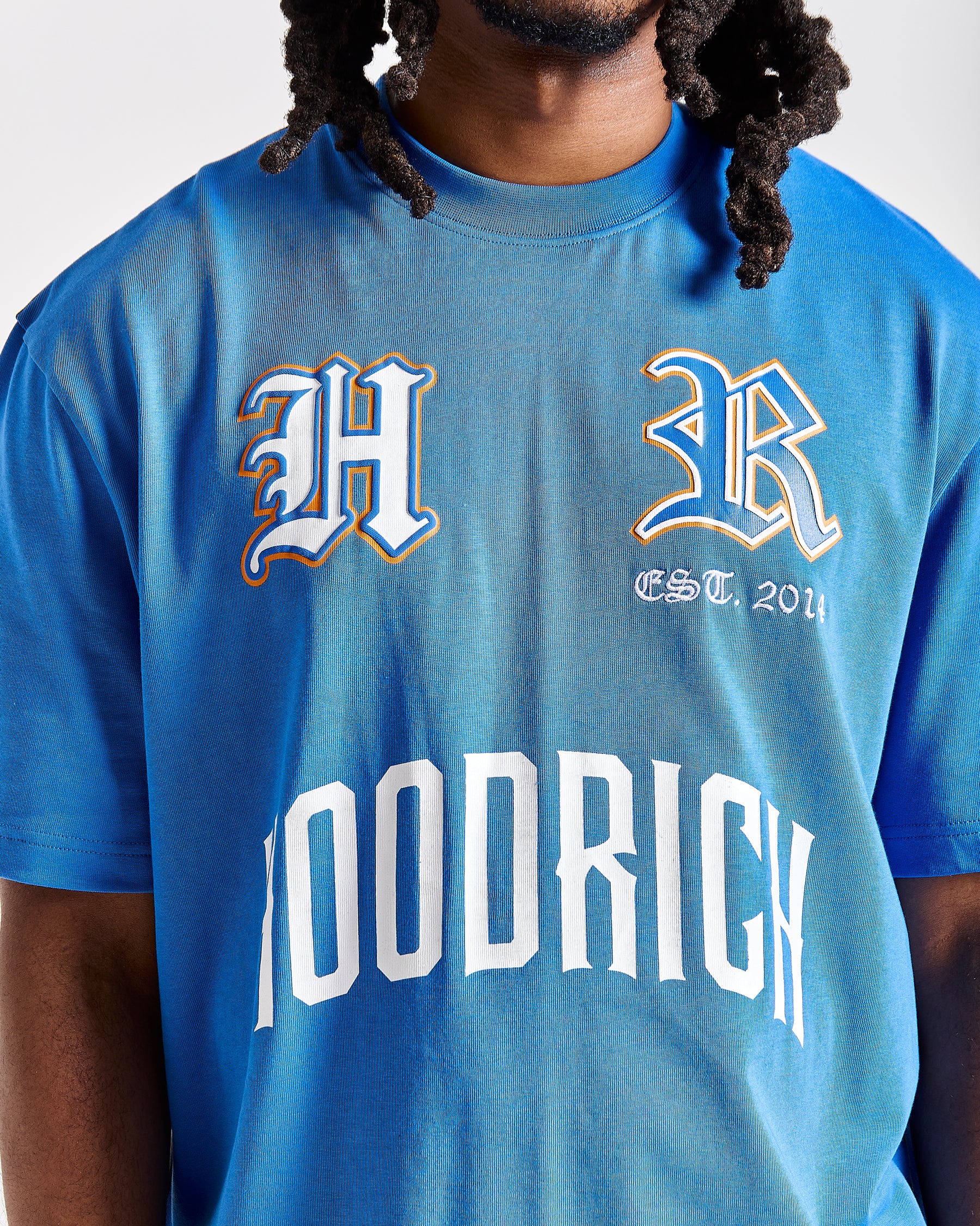 Menace Oversized T-Shirt - Blue/Black/Orange