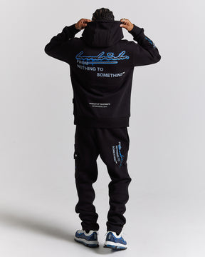 Splatter Joggers - Black/White/Blue