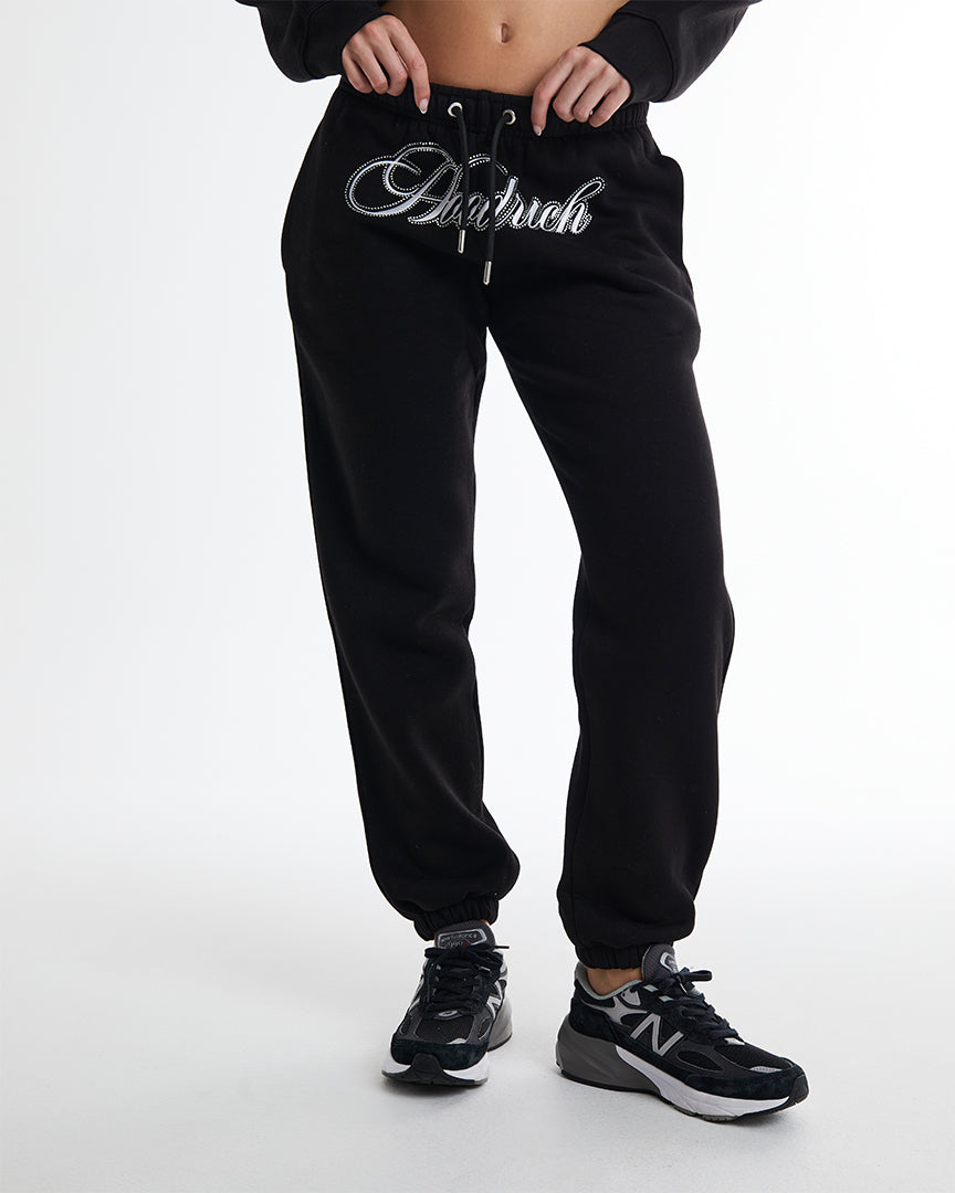 Figure Joggers - Black/White/Rhinestone