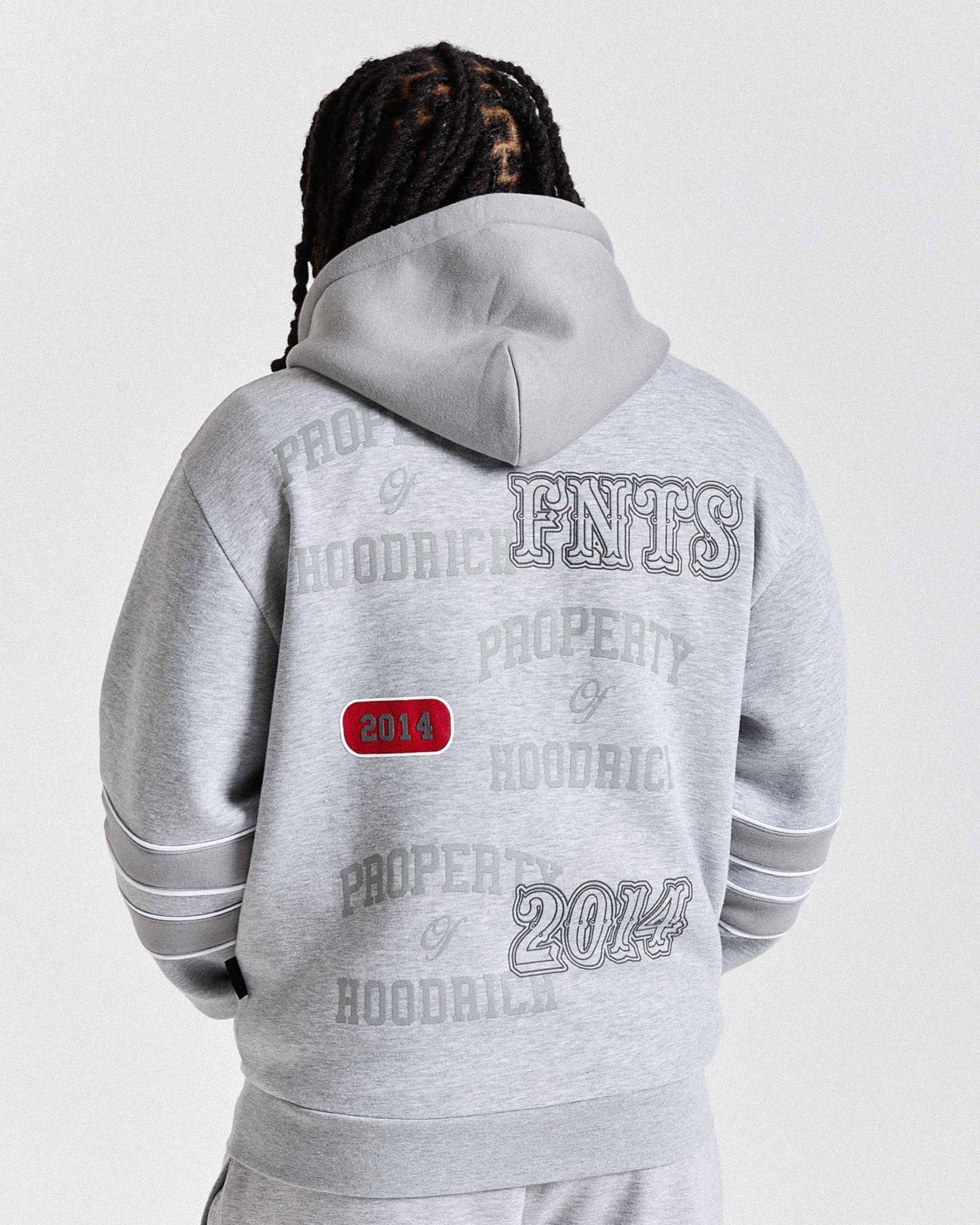 Varsite Oversized Zip Hoodie - Grey/White