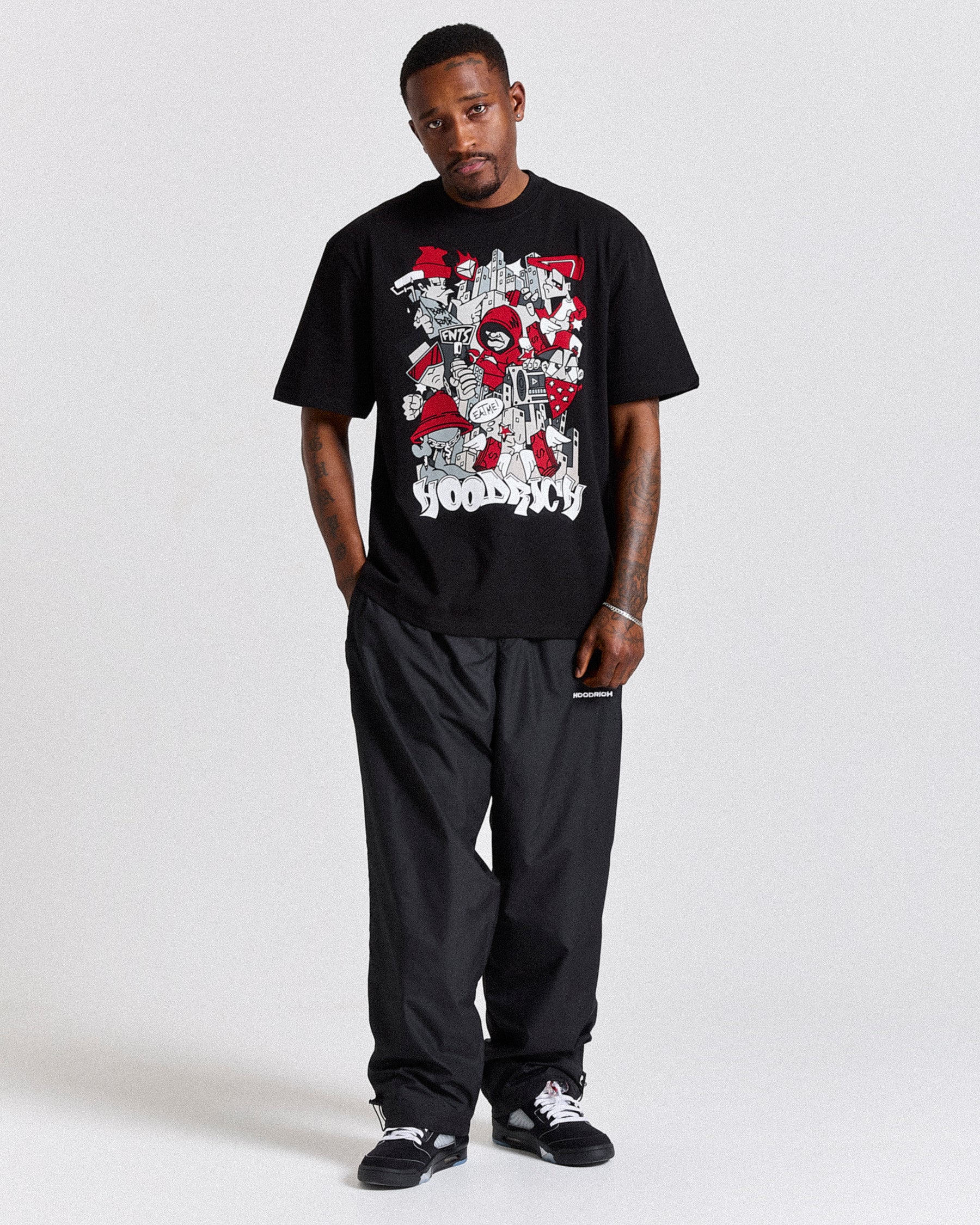 Mural Oversized T-Shirt - Black/Red