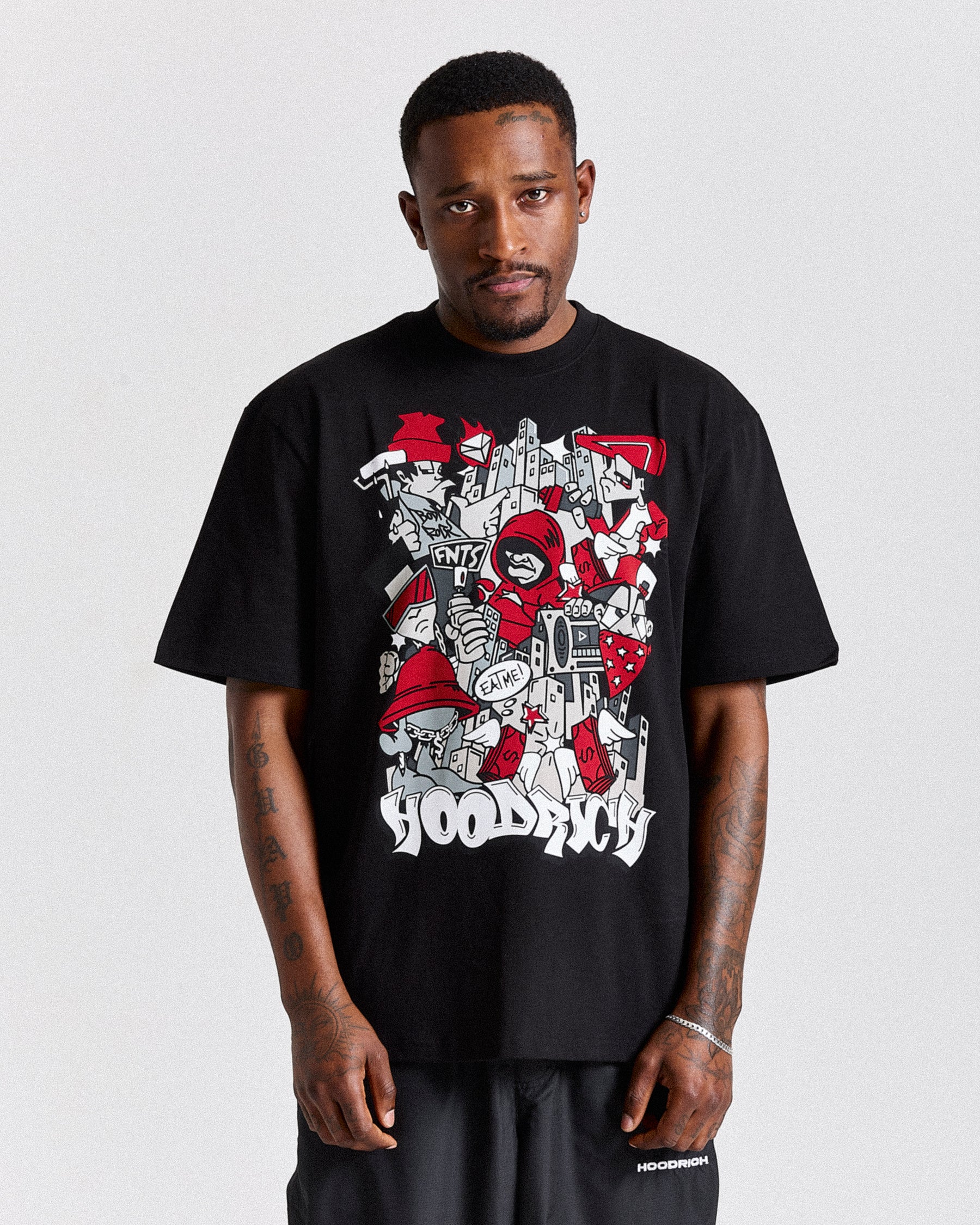 Mural Oversized T-Shirt - Black/Red