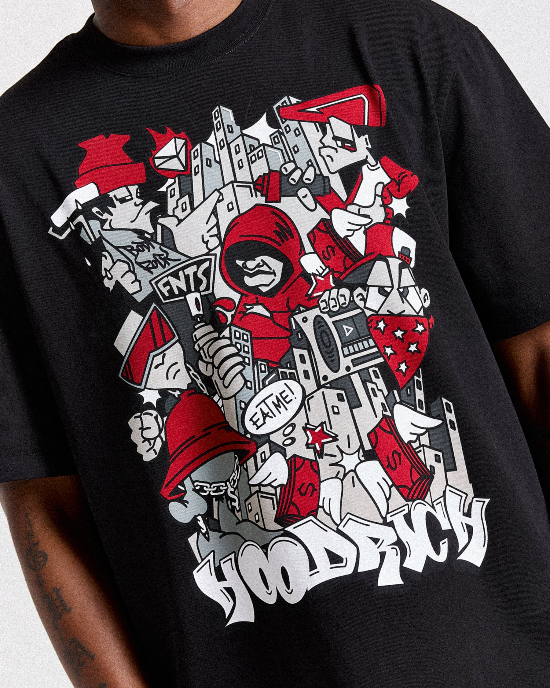 Mural Oversized T-Shirt - Black/Red