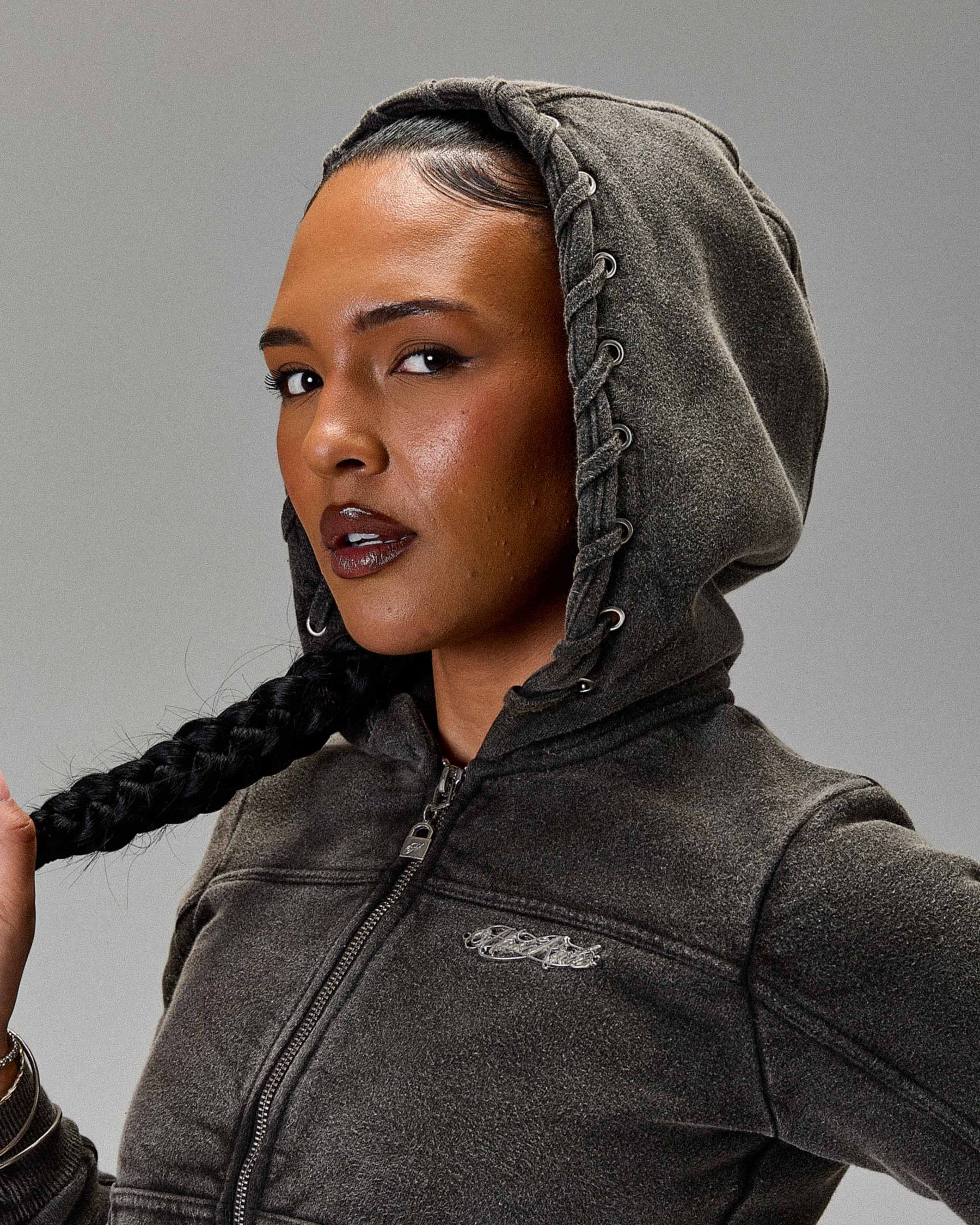 The Winner's Circle Token Slim Zip Hoodie - Washed Black