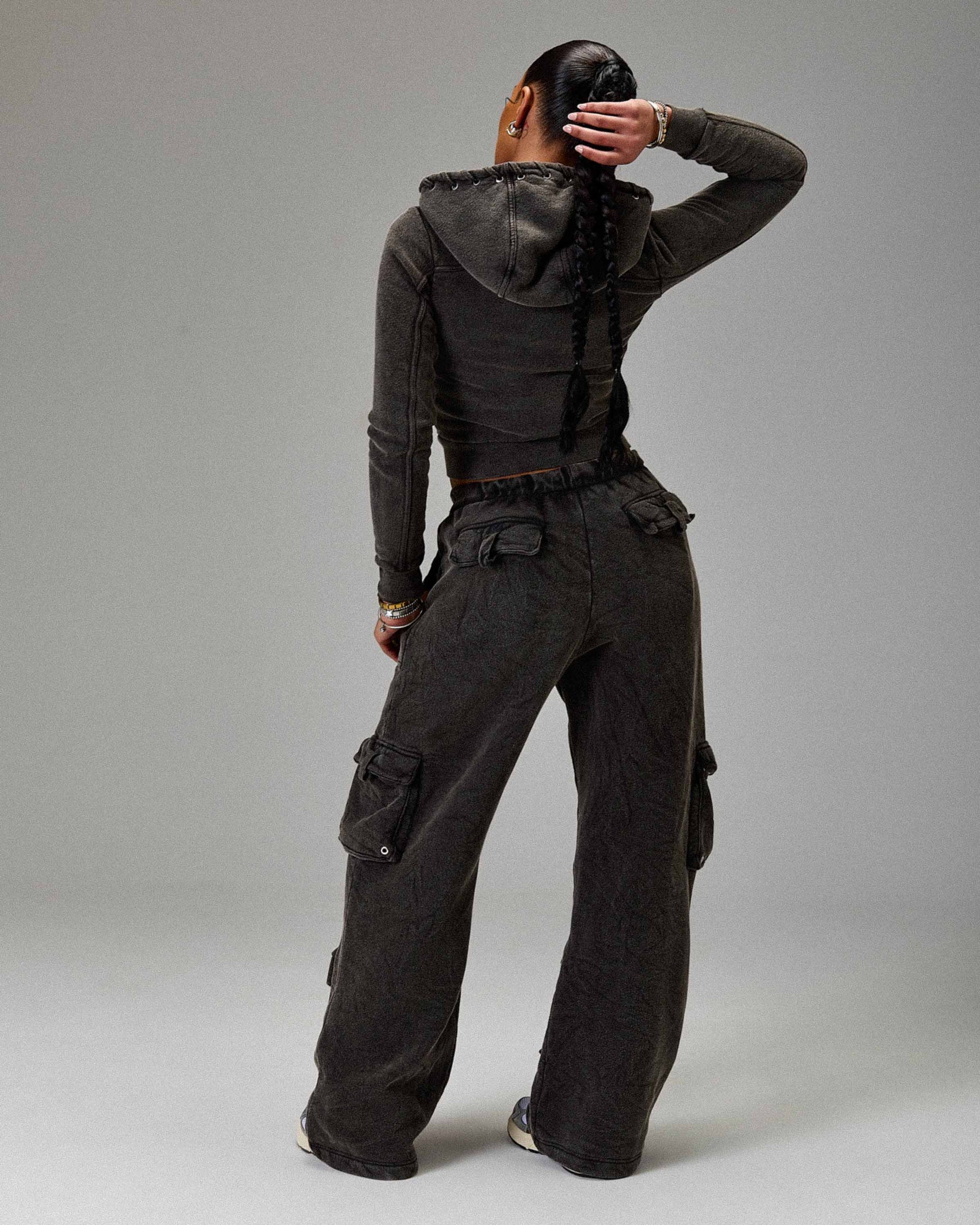 The Winner's Circle Token Slim Zip Hoodie - Washed Black