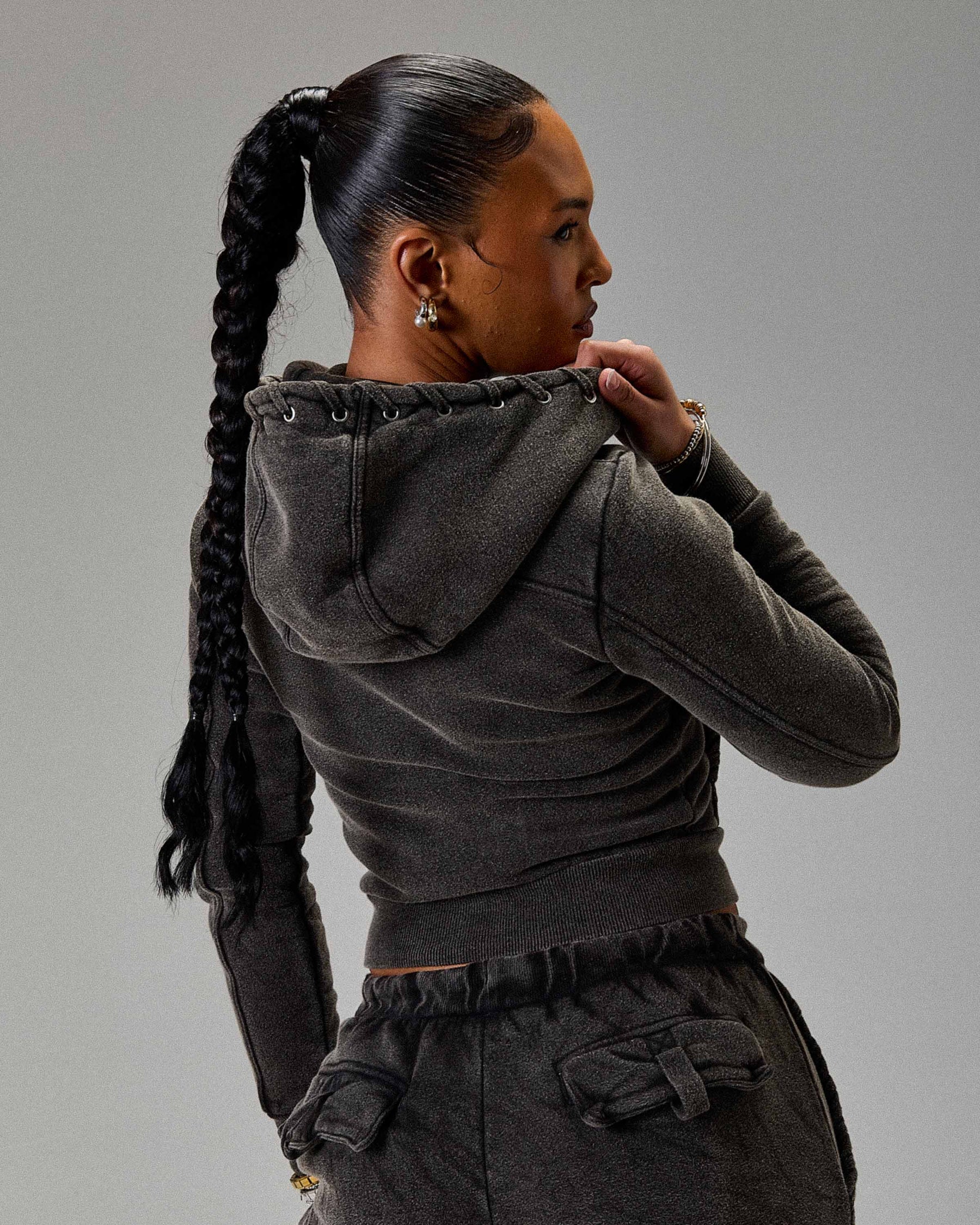 The Winner's Circle Token Slim Zip Hoodie - Washed Black