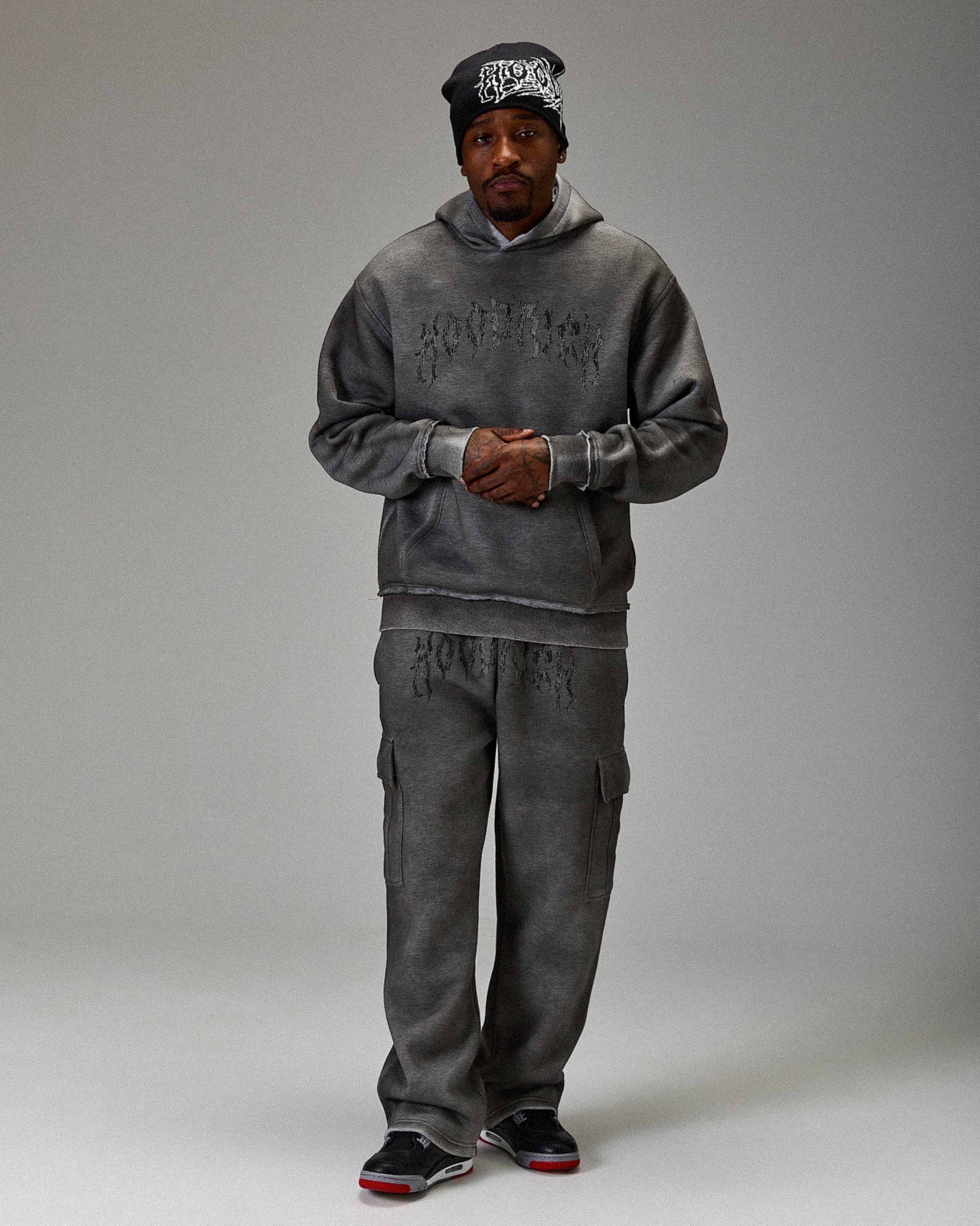 The Winner's Circle Hazy Oversized Open Hem Joggers - Grey