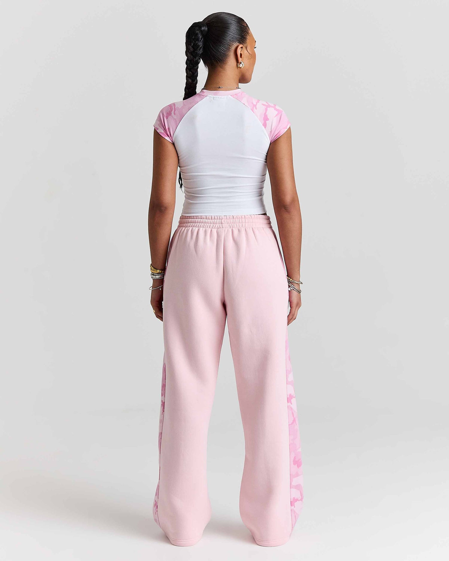 Field Oversized Wide Leg Joggers - Pink/White/Camo
