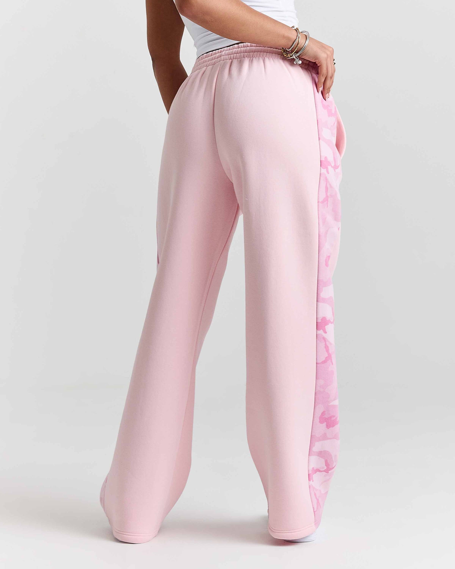 Field Oversized Wide Leg Joggers - Pink/White/Camo