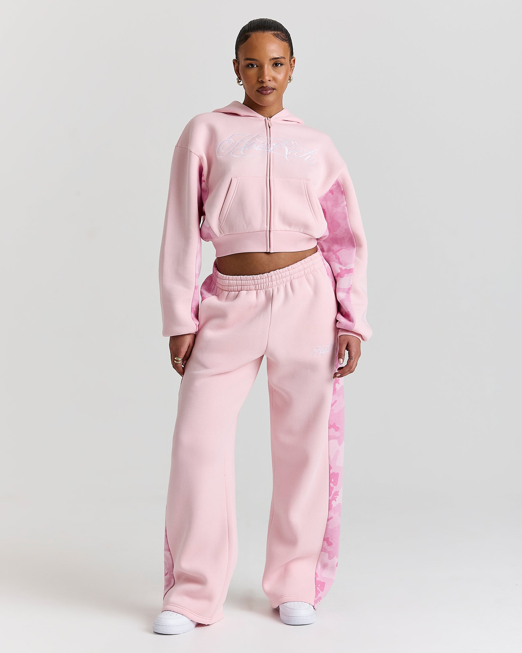 Field Boxy Zip Hoodie - Pink/White/Camo